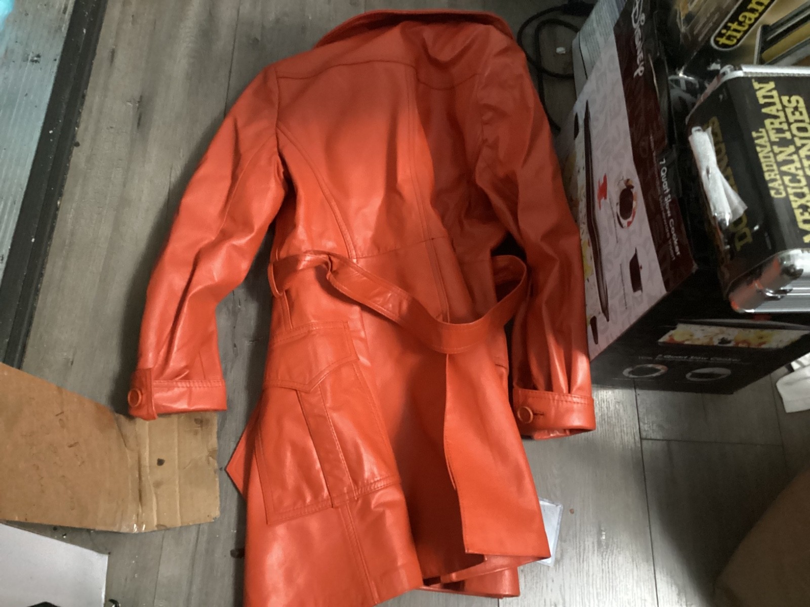 VTG Imperial Women’s Trench Coat Size 8 Orange Leather Belted