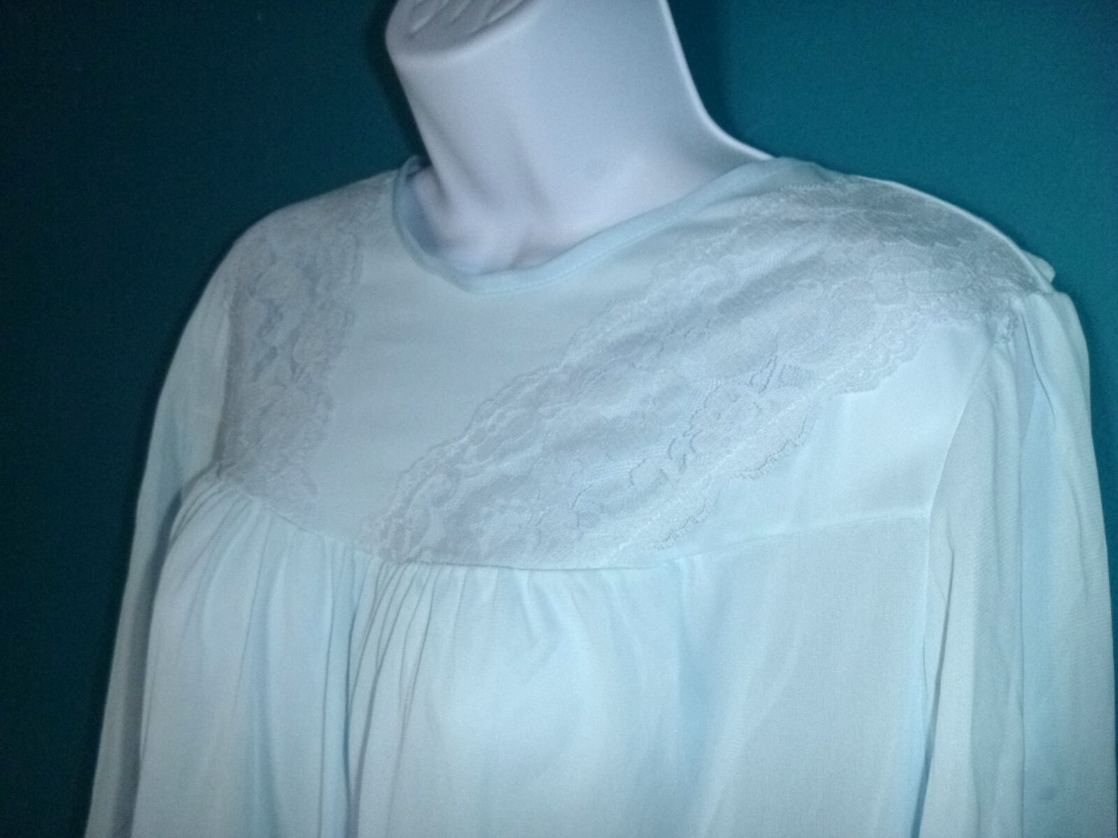 NWT Vtg Nancy King 100% Antron Nylon Hospital Nightgown Lace Trim Adaptive Sz L