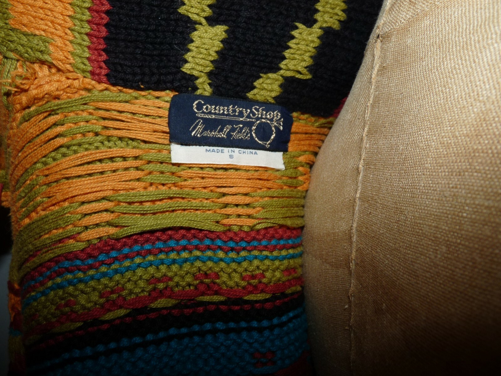 Vintage Country Shop Marshall Fields Hand Knit Cotton Western Sweater SMALL SALE