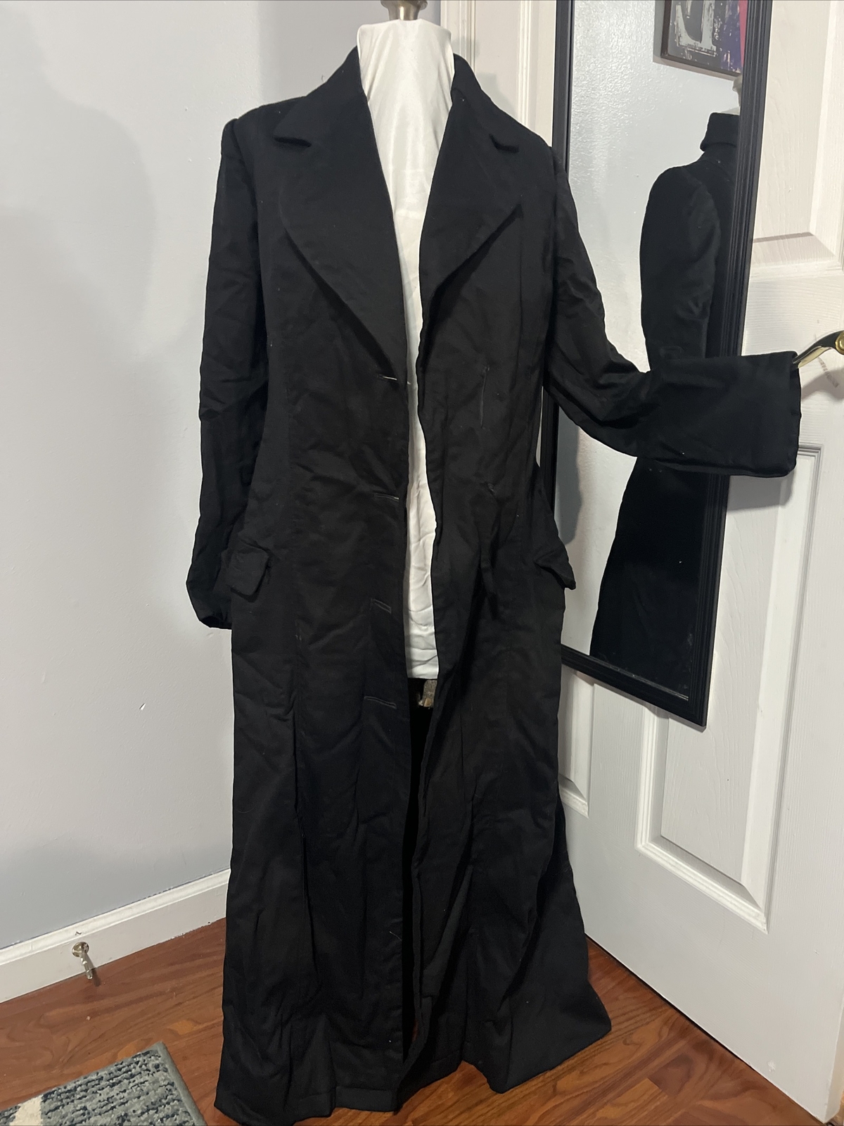 ANTIQUE LONG BLACK VICTORIAN WOOL DRESS COAT SHANER,ROMICH POTTSTOWN AS IS