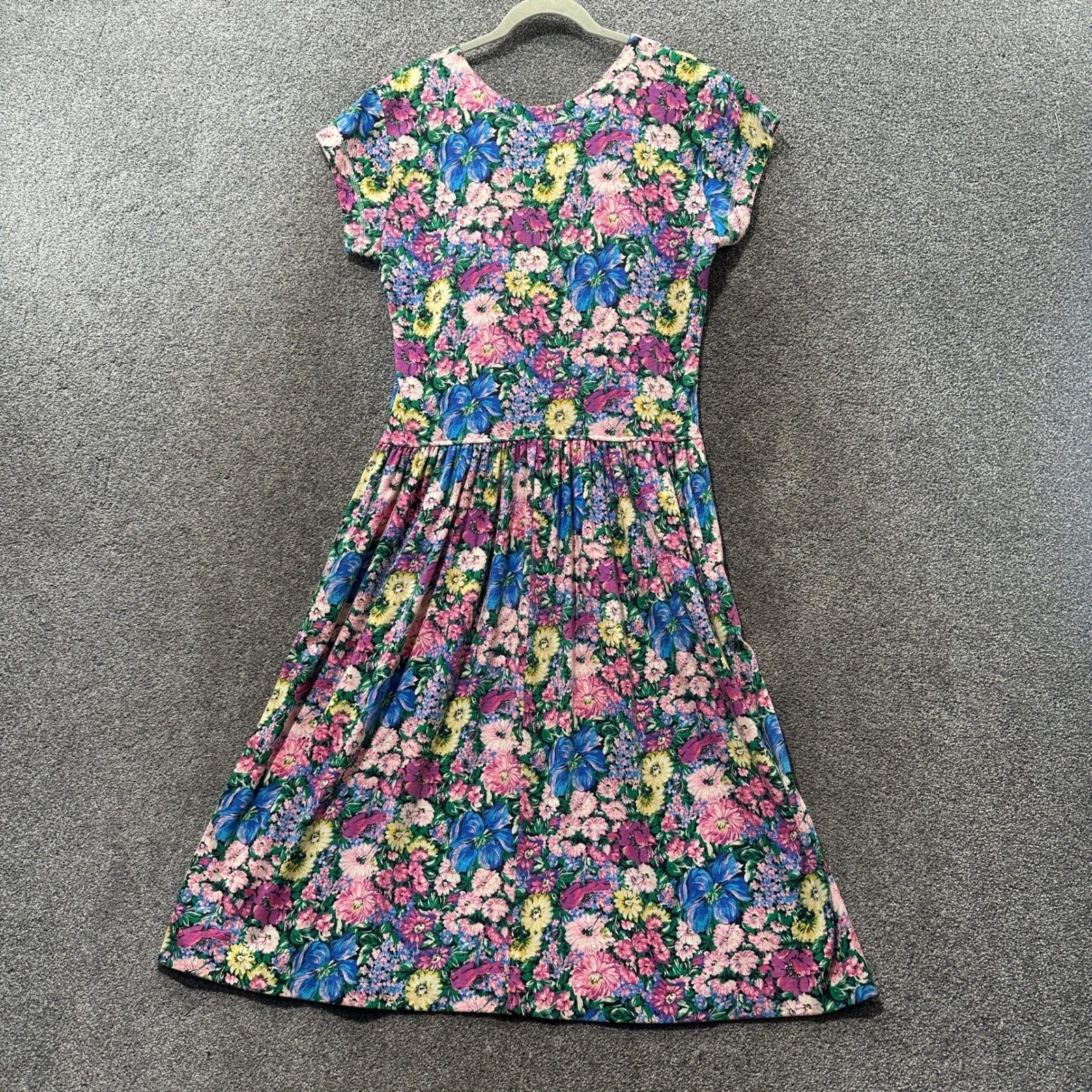VTG Alison J Floral Midi Dress 12P Made in USA Cottage Prairie Spring Summer