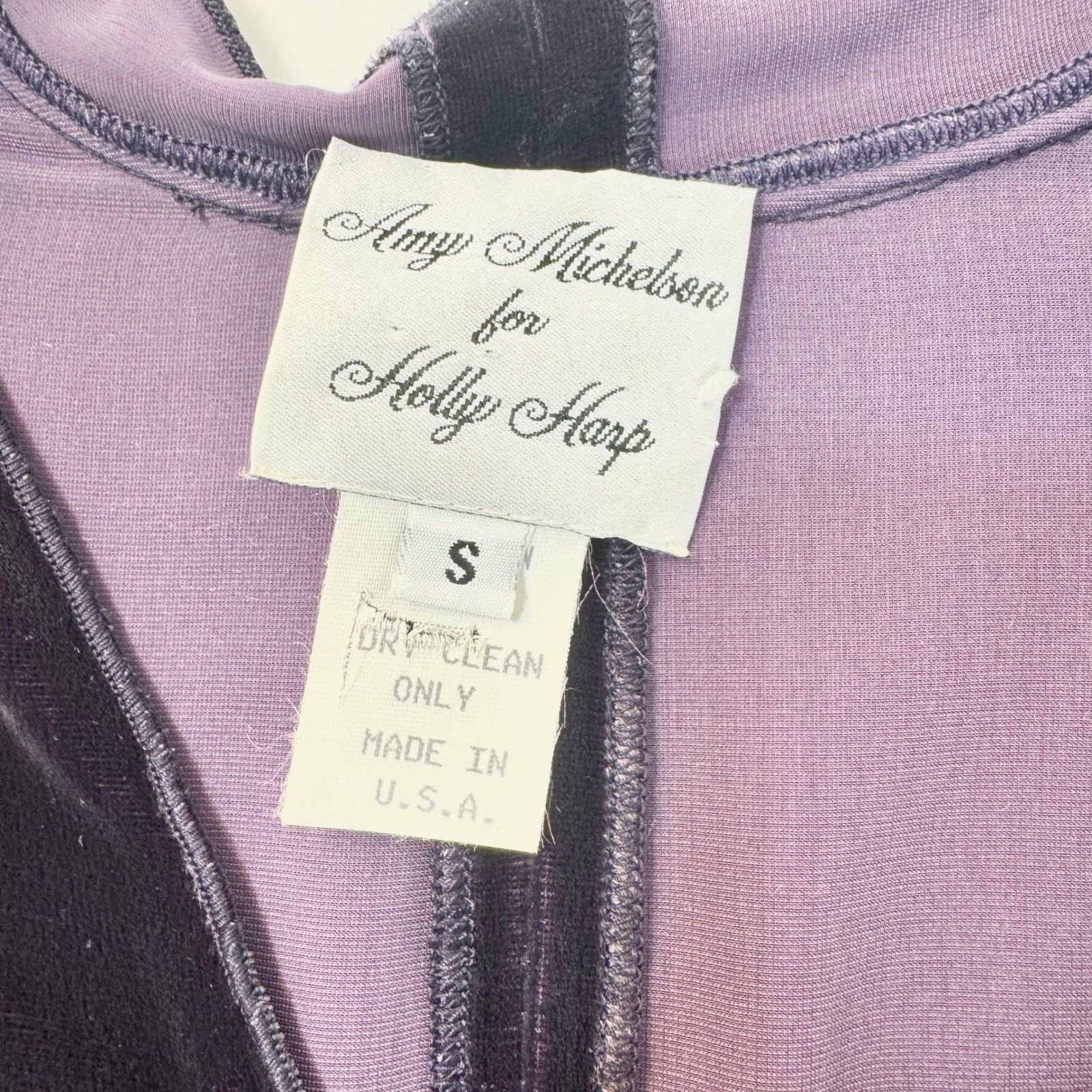 VTG Holly Harp Purple Silk Velvet Rosette Jacket Top Romantic Whimsy Small