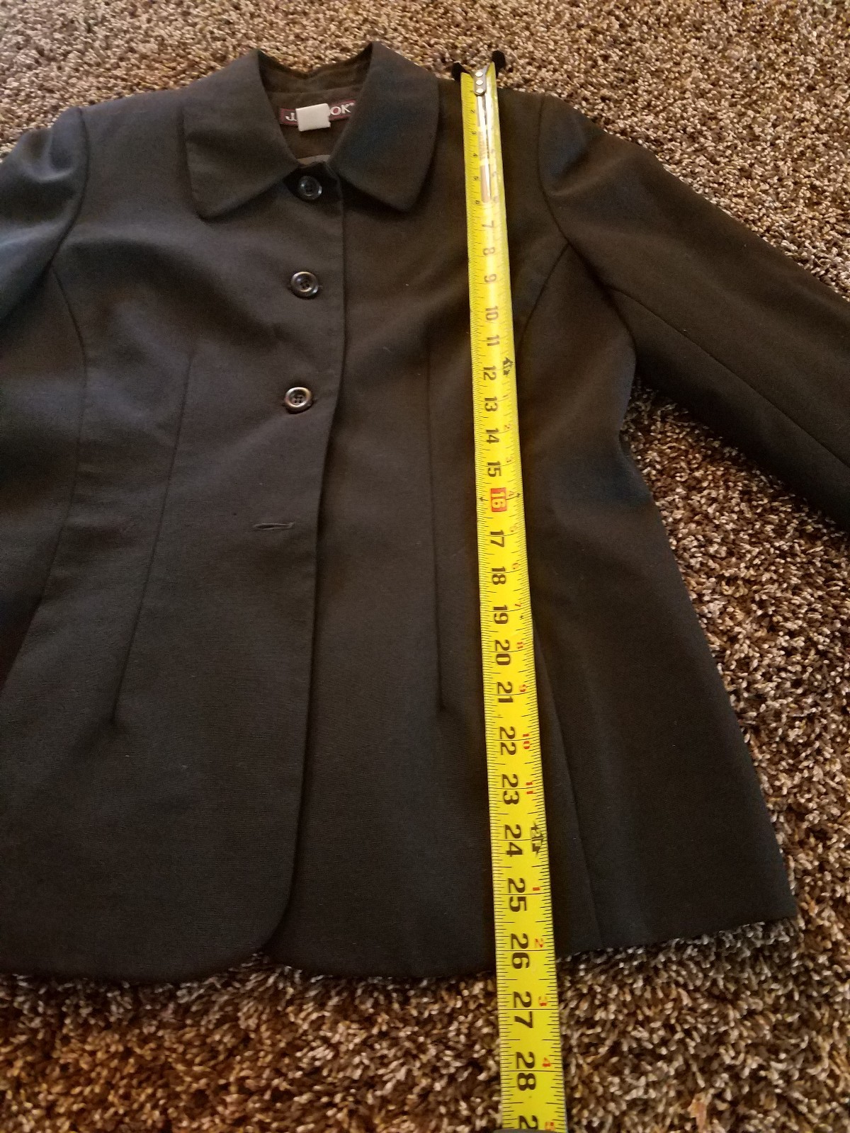 J G Hook Dress Jacket 2 Pc Set Size 8 P Black Wool Vtg lined coat