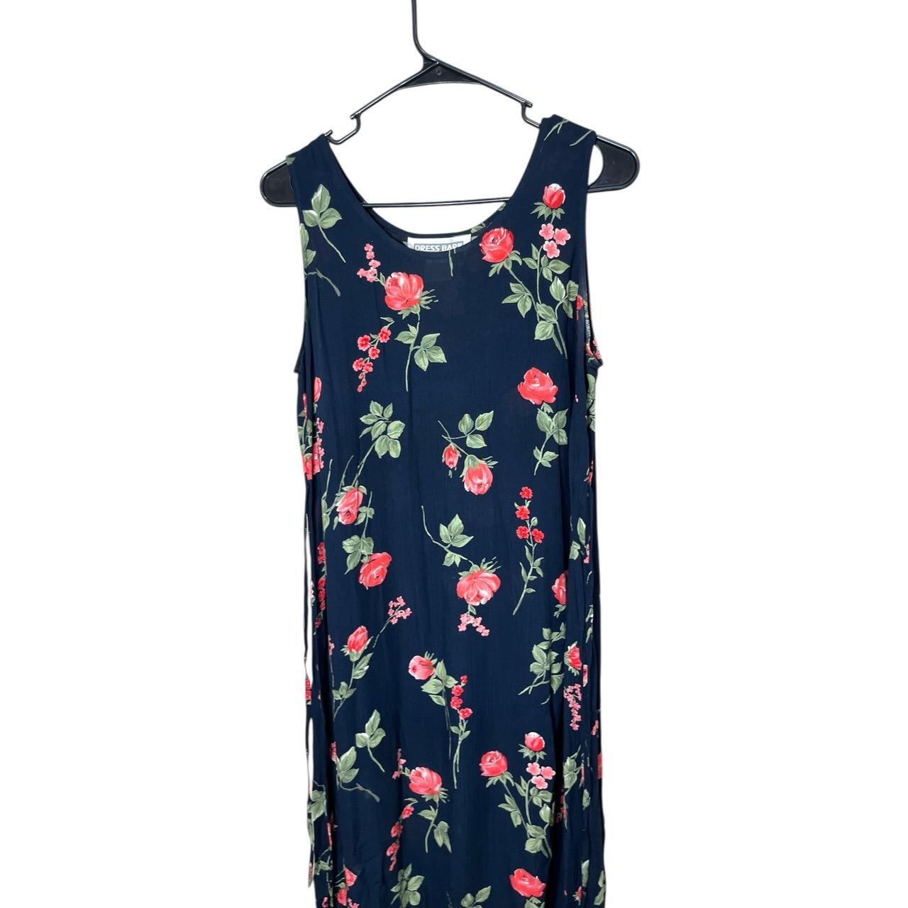Dress Barn Navy Blue Floral Print Sleeveless Maxi Dress Vintage 90s Size 8