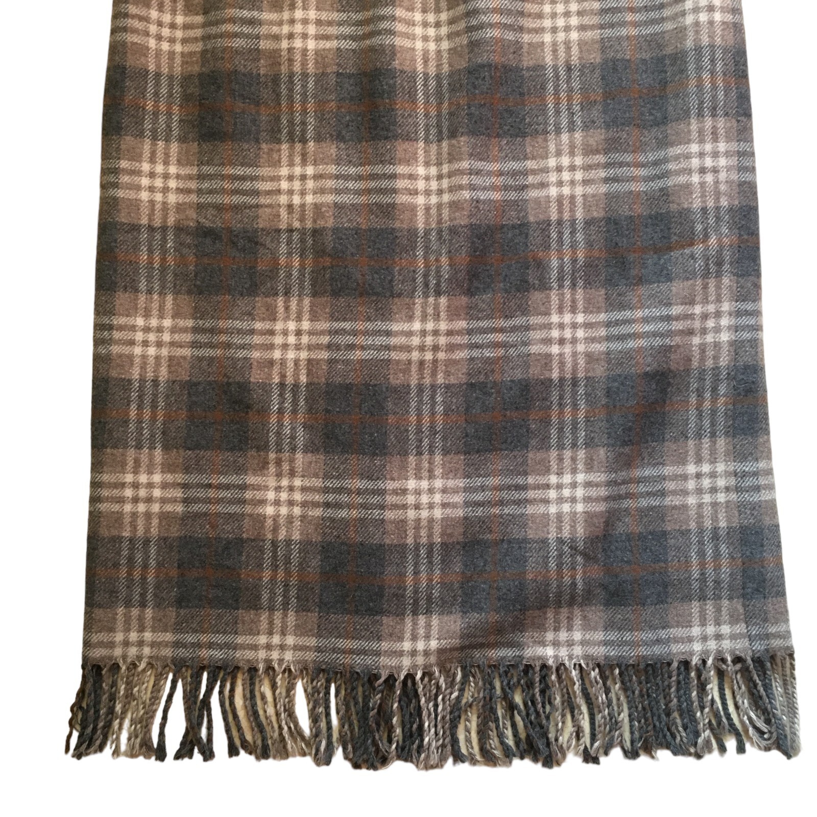Vintage 80’s David N. Sz. 8 Womens Midi Wrap Skirt Plaid Fringe Wool Blend Lined