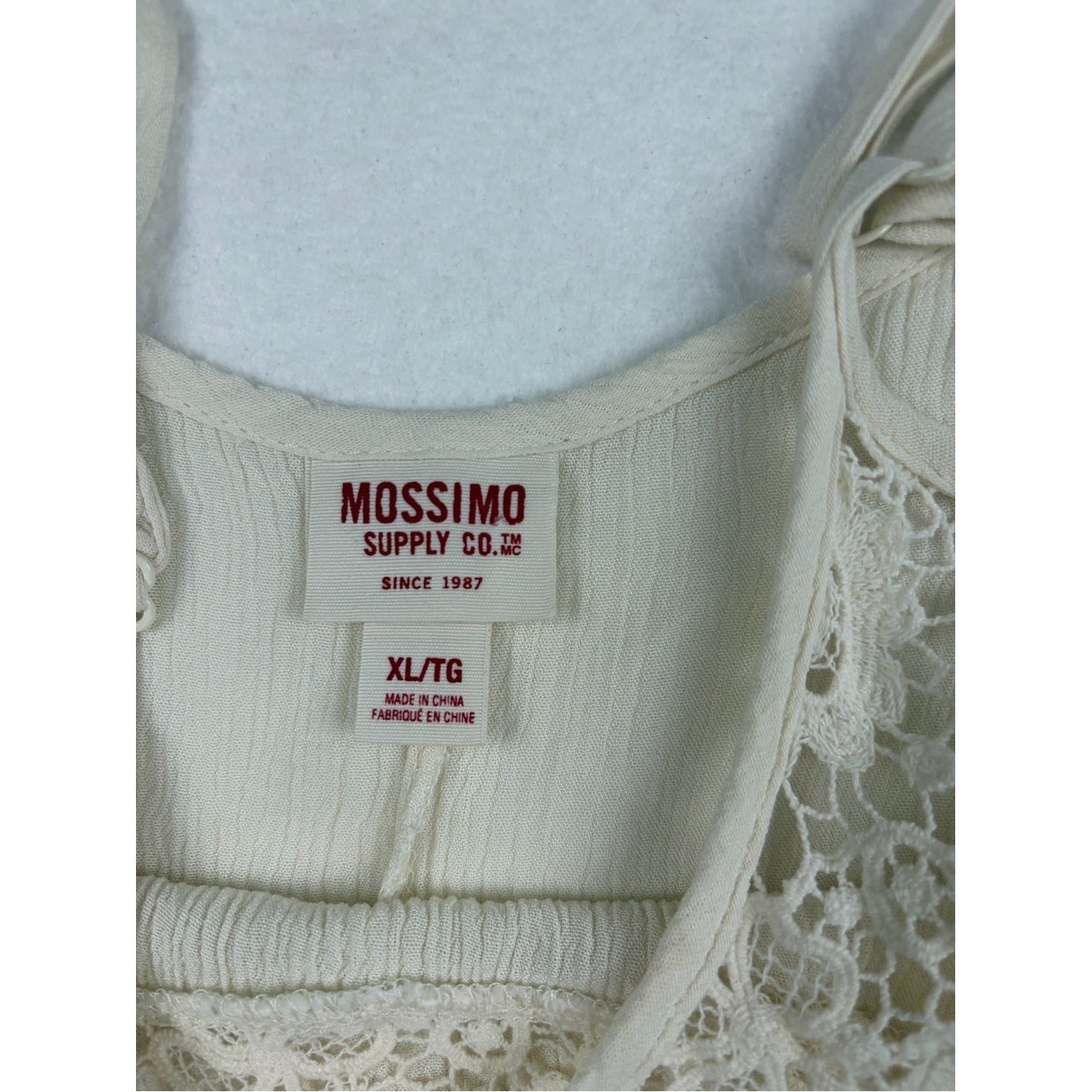 Mossimo Supply Co. Cream Crochet-Trim Spaghetti Strap Cami/Top XL