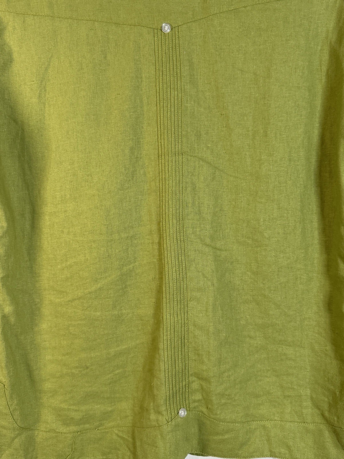 Vintage Panama Souvenir Guayabera Shirt S 55% Linen Cotton Green 4 Pocket