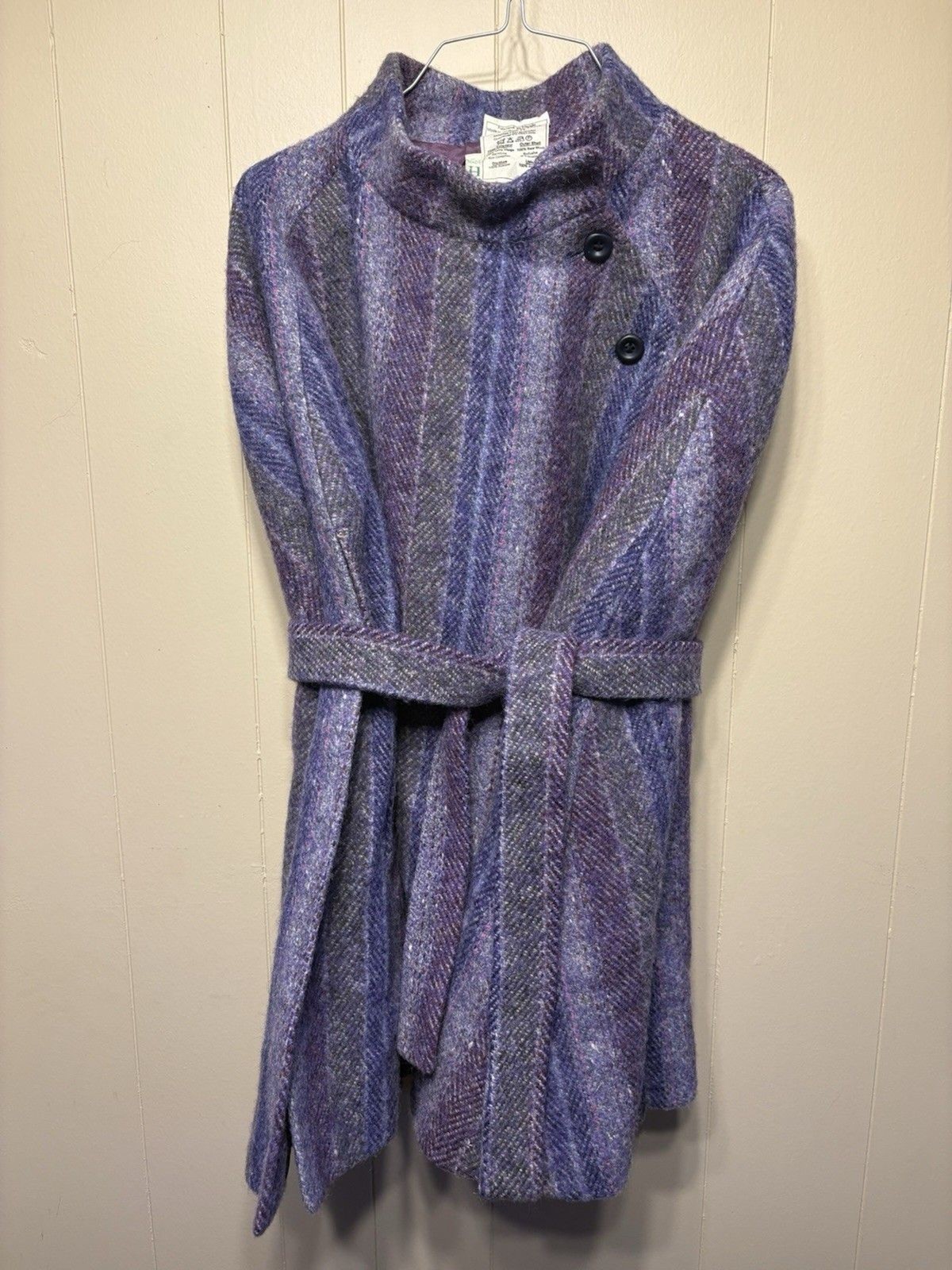 Vintage Purple Belted Jimmy Hourihan Short Wool Cape Pockets. Mint Condition