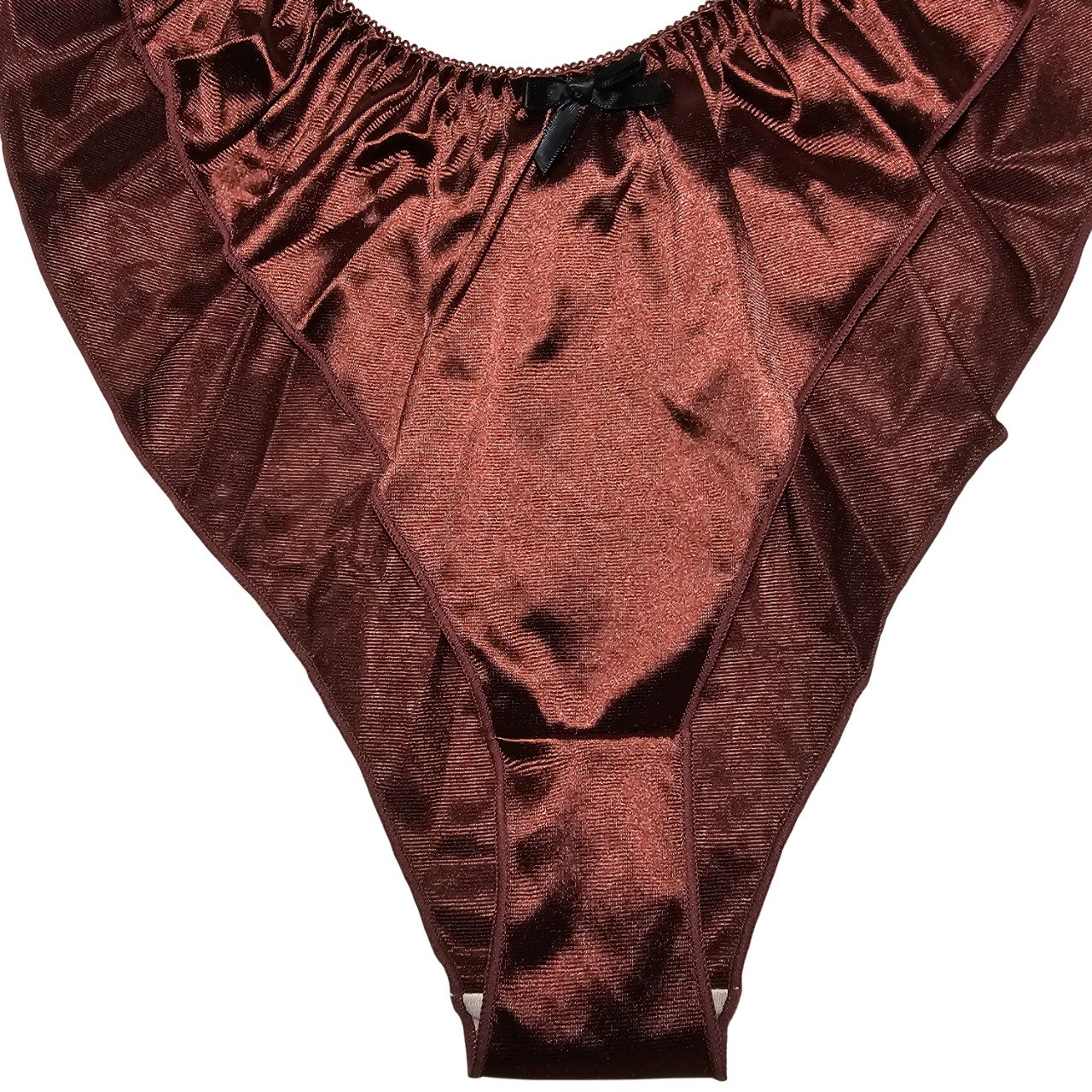 Sissy Glossy Satin Panty Tap Flutter Sleep Short Brown Brief Size 8-9 Hip 42-46″