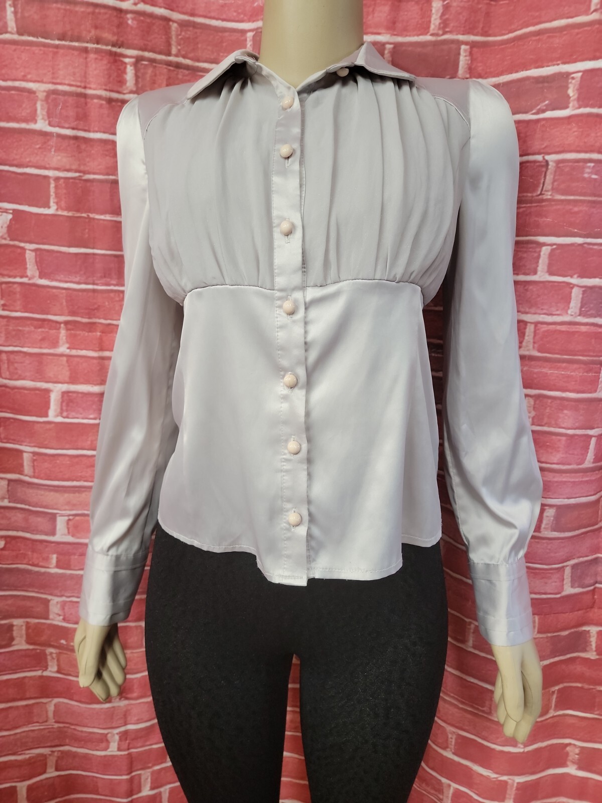 Vintage 80’s About Basic Size 66 BUST 36 Women’s Gray Top Blouse #C