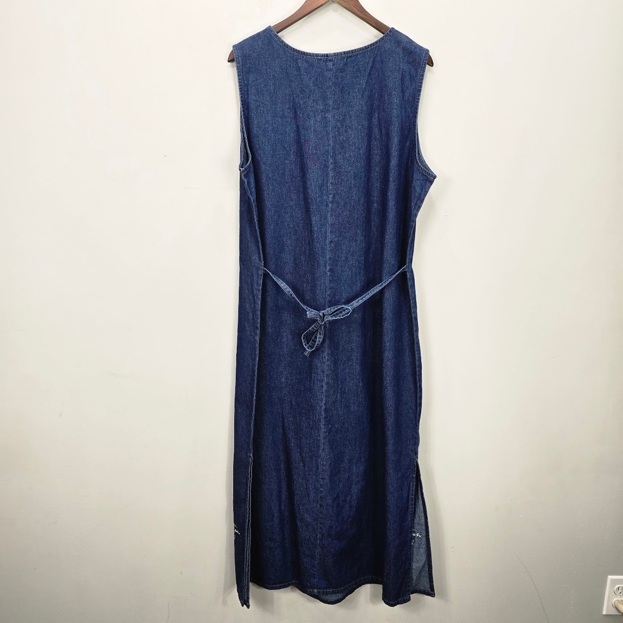 Vintage MPH Collection Denim Maxi Dress 1X Embroidered Western Prairie Cottage