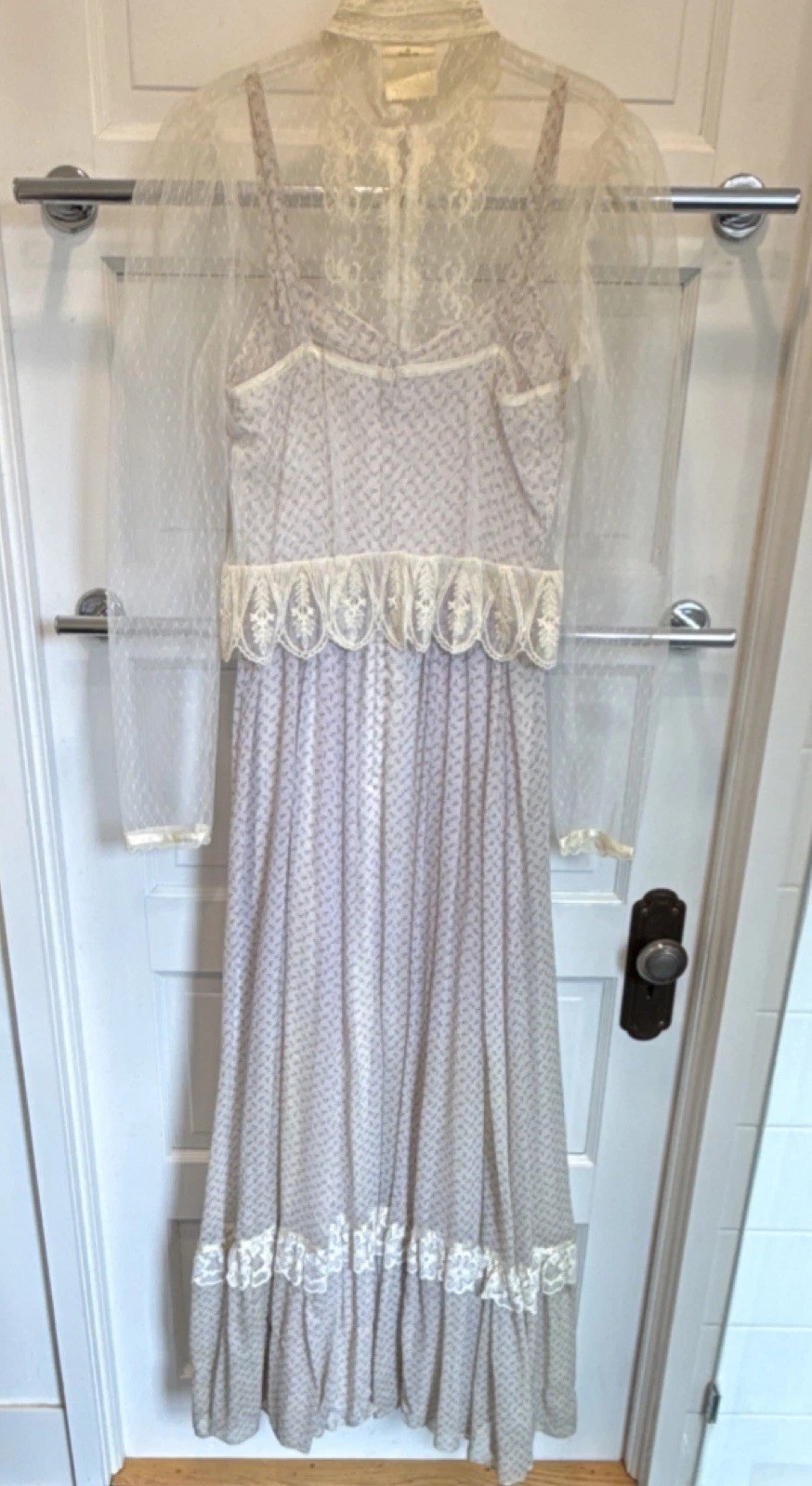 Vintage Gunne Sax by Jessica Prairie Floral Print Maxi Dress with lace jacket