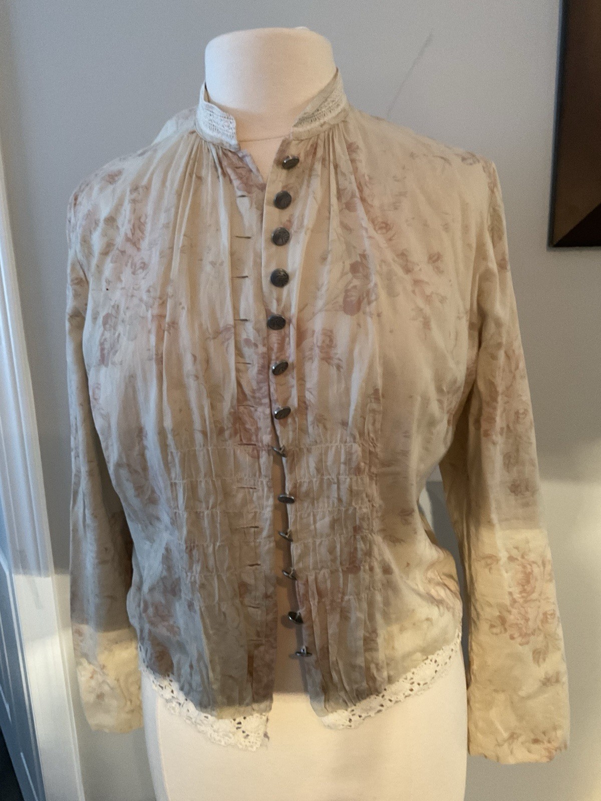 Vintage Ralgh Lauren Polo Jeans Brand Victorian Style Blouse Size L Unique!