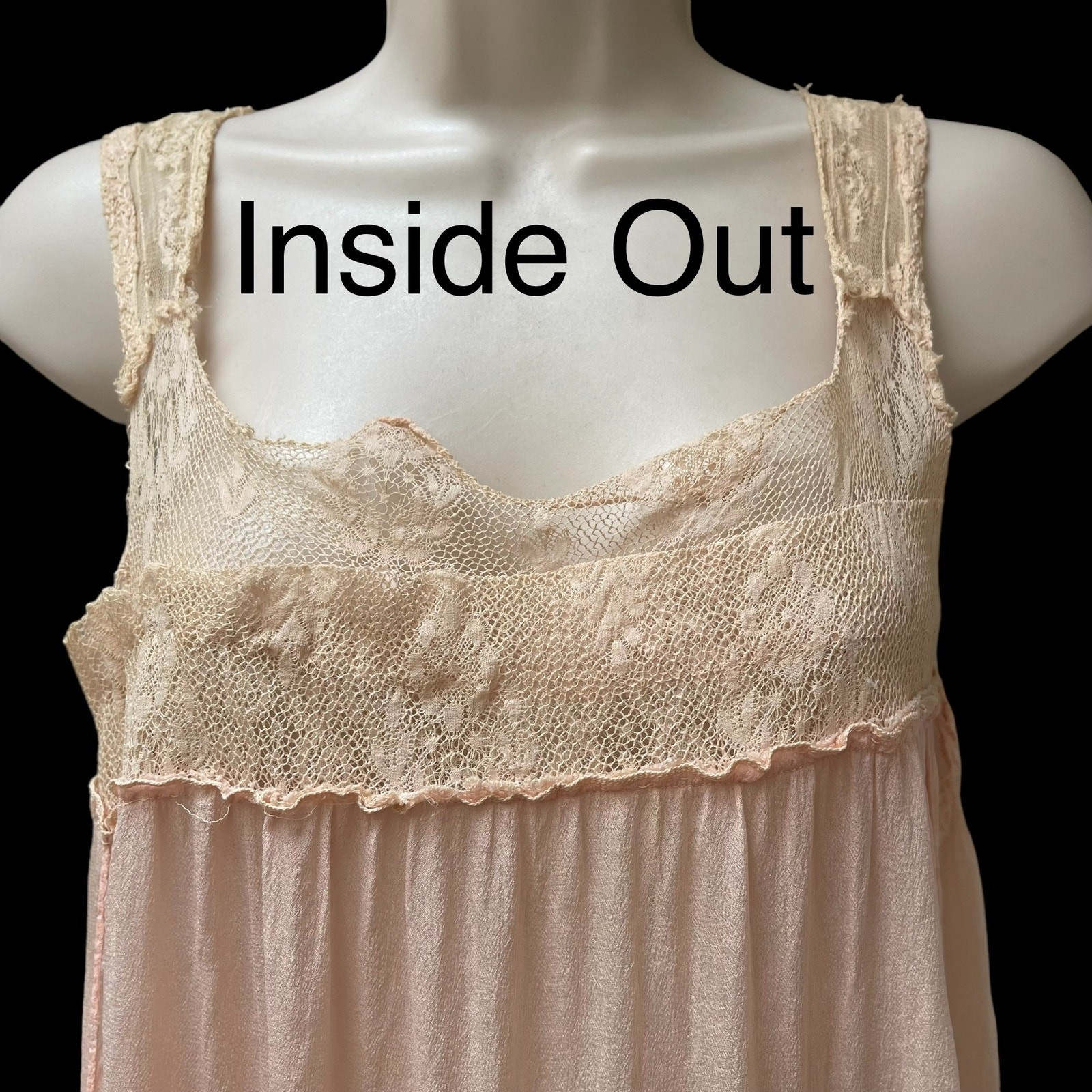Gossamer Silk & Lace Pink Flapper Slip 1920’s Sheer Art Deco Lingerie Vintage A