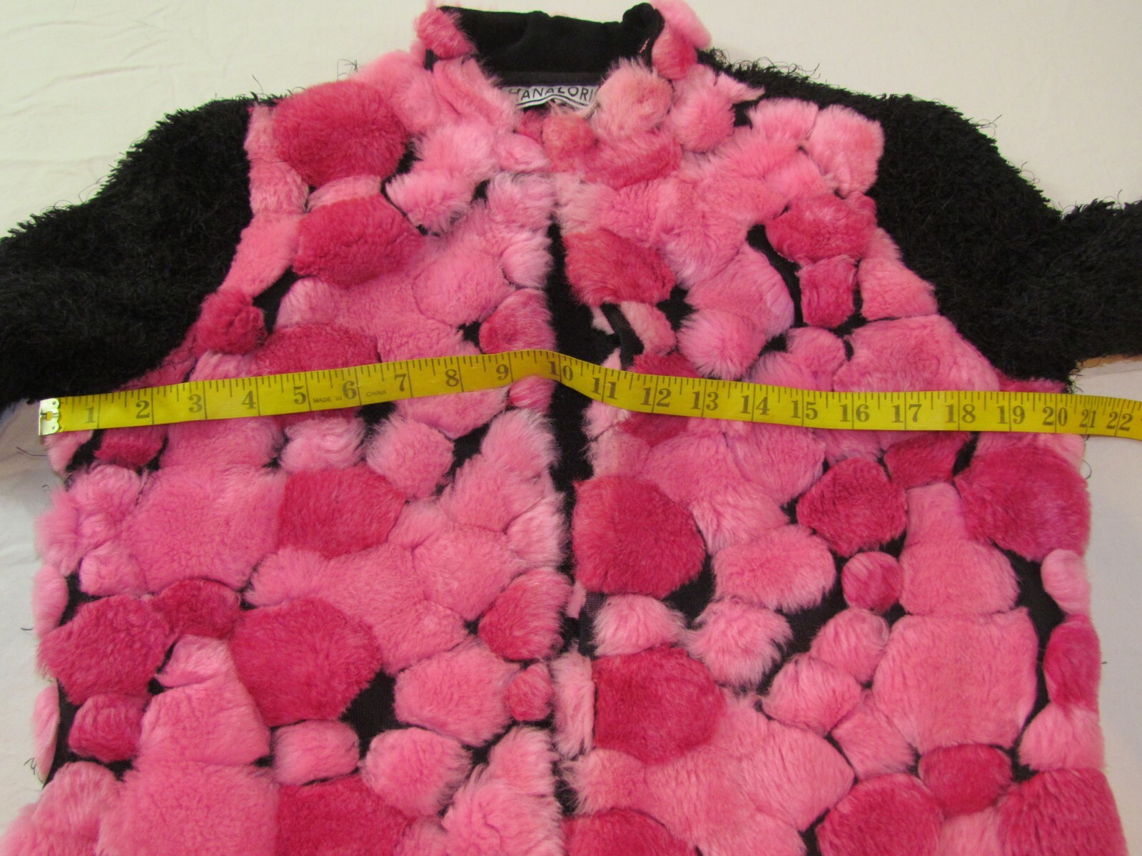 Vintage Hanalori Size Small Faux Fur Jacket Light Weight USA Made Black/Pink