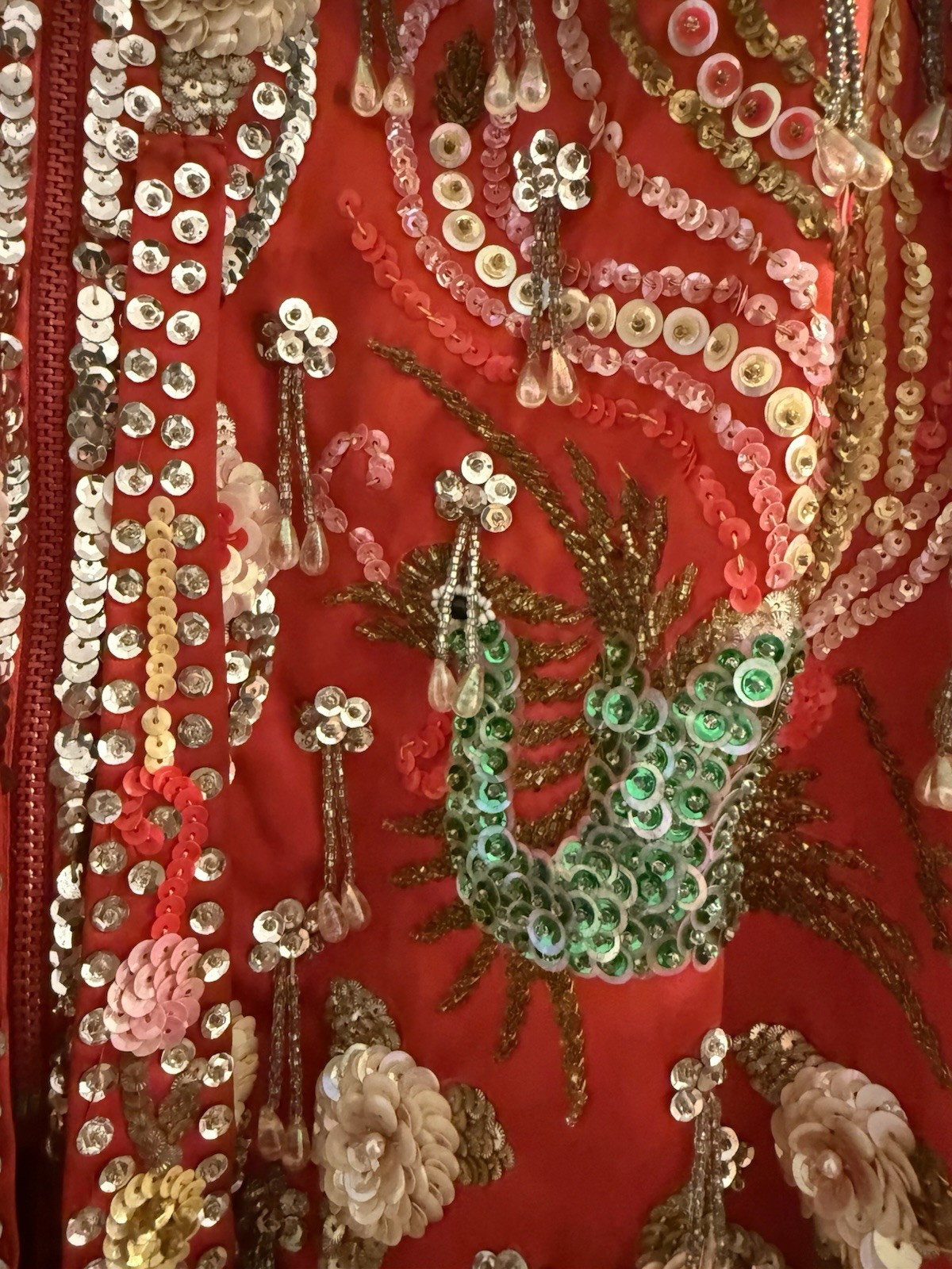 Vintage Beaded Silk Jacket Oriental Heavily Embellished Dragon & Peacock Sequin