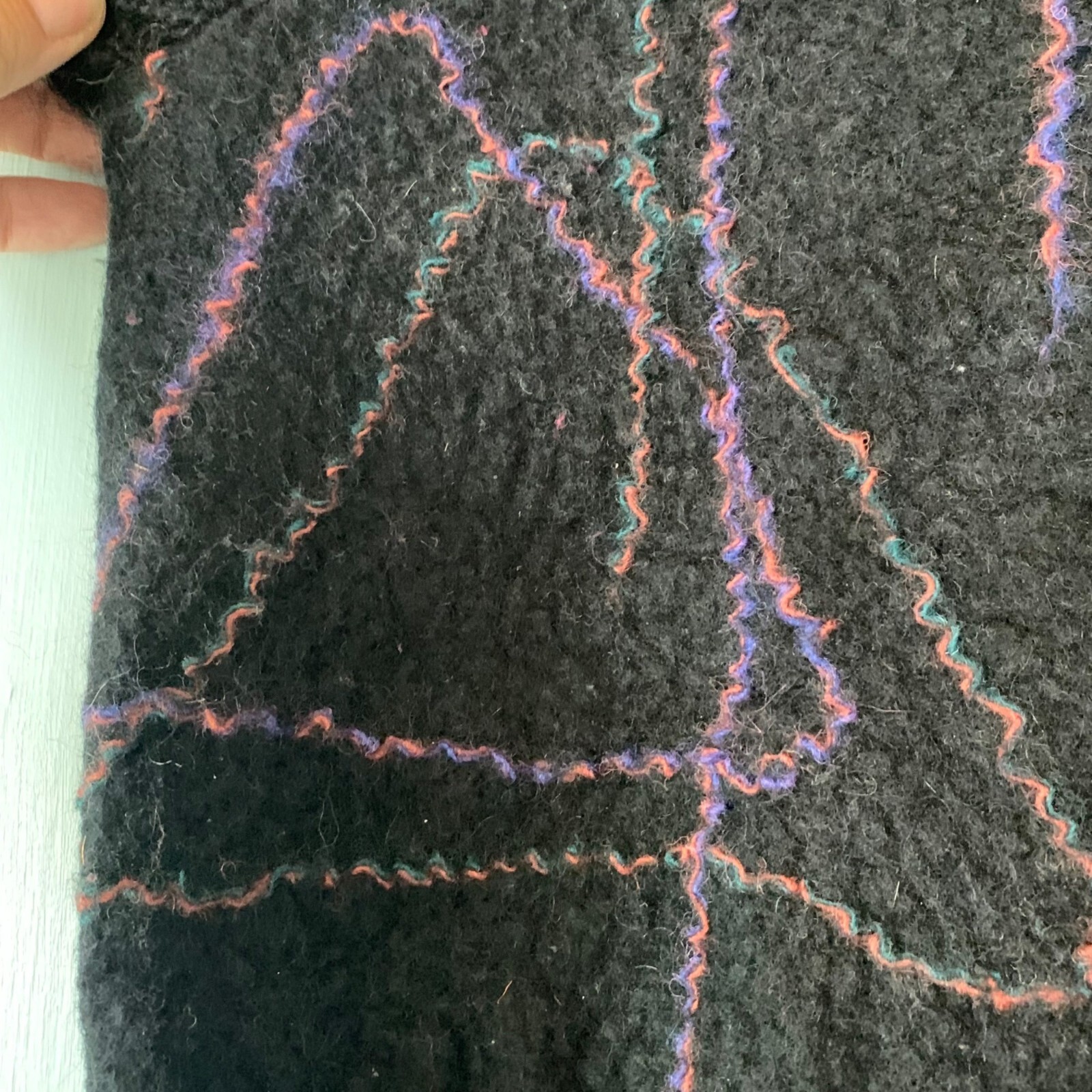 Vintage Romlin Designs Art to Wear Wool Vest M Lopez Island Felted Black Purple