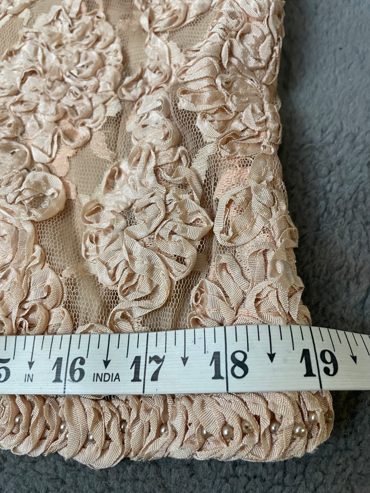 Vintage 50s Leonards Lace Jacket Top Set Small Pink Ribbon Pearl Embroidery VTG