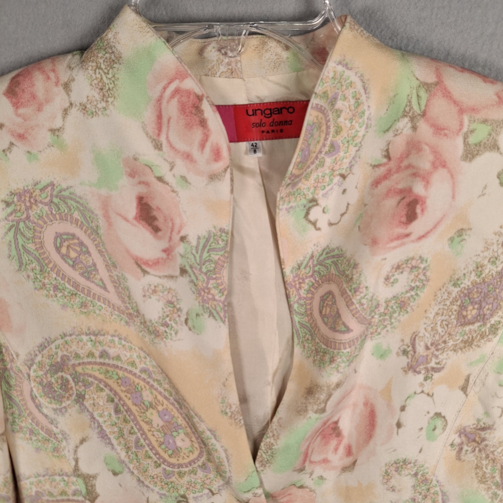 Vintage Ungaro Solo Donna Paris Floral Paisley Blazer Jacket Italy Size 8 / 42