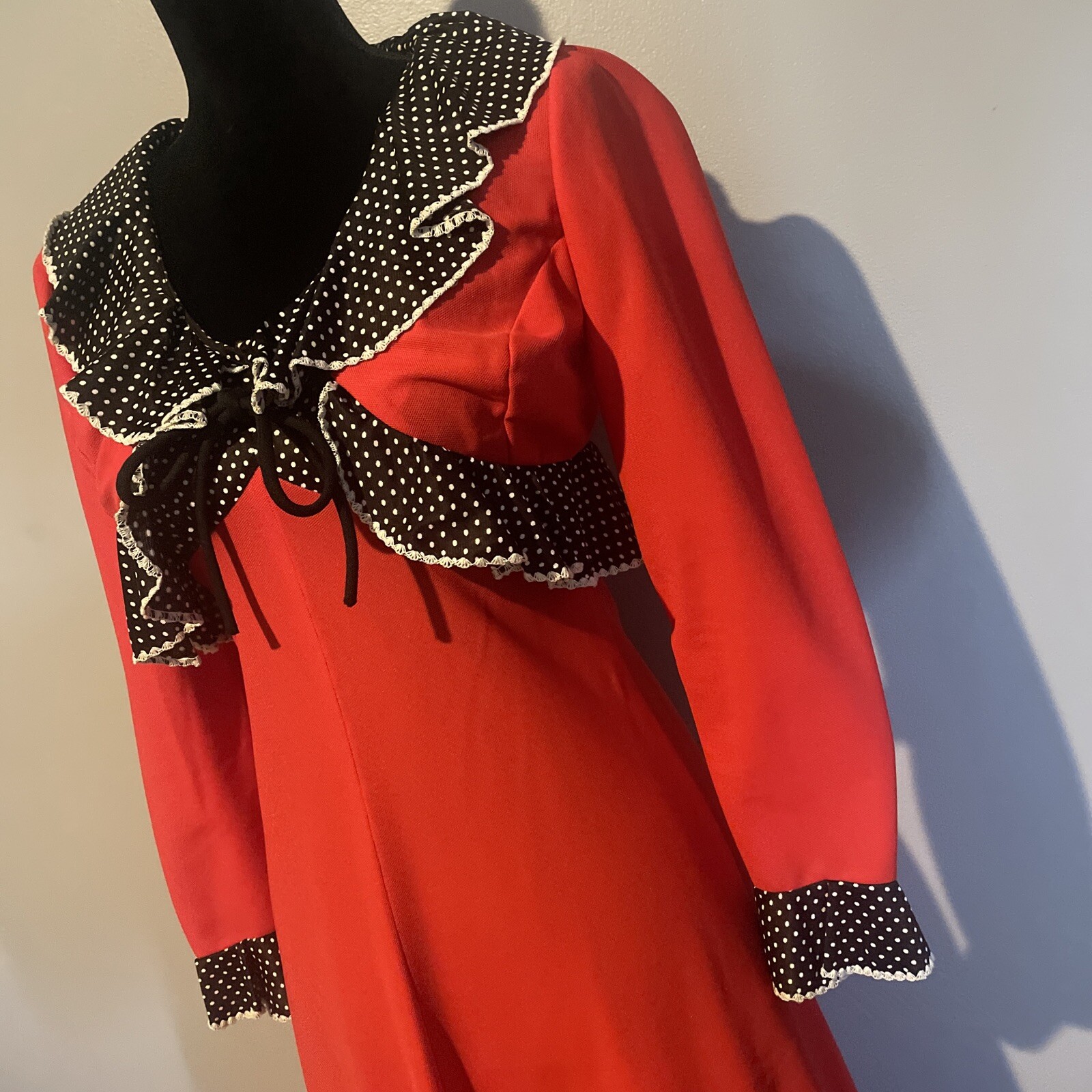 Vintage Jim ‘N Me Maxi Dress Red Black Sz 7 Juniors Two Piece Set Crop Jacket XS