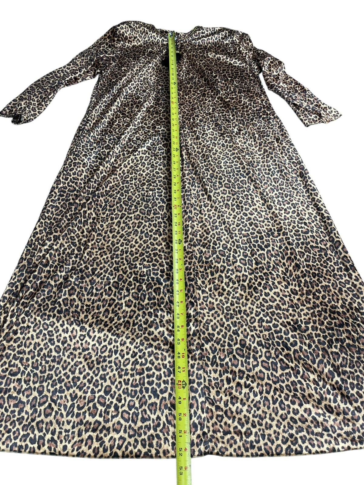 Ruth Norman New York House dress Robe Large Caftan Leopard Print Zipper Tassel