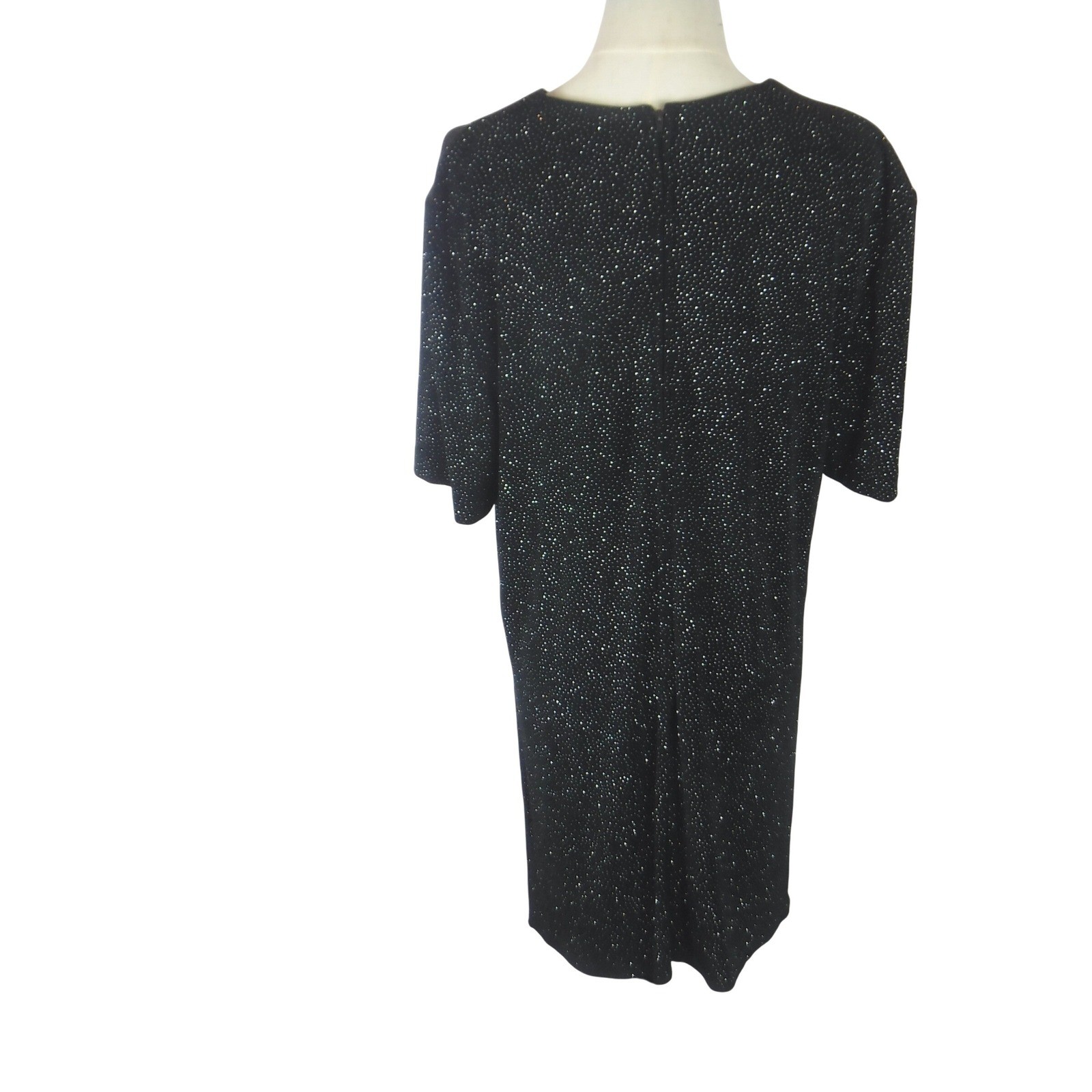 JBS LTD Vintage Black Silver Metallic Knit Tunic Top Short Sleeve Crew Neck 12