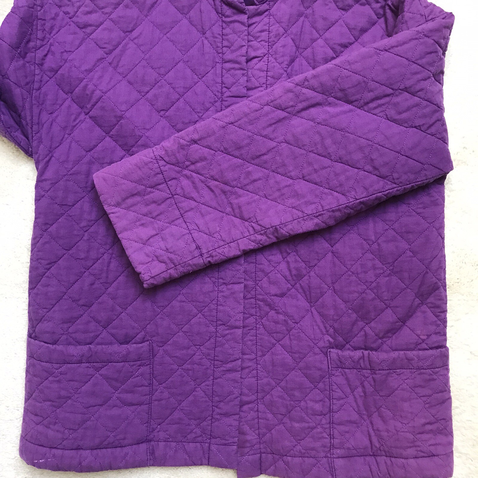 Vintage Laura Ashley Carno Wales Quilted Purple Chore Jacket Coat US 12 UK 14