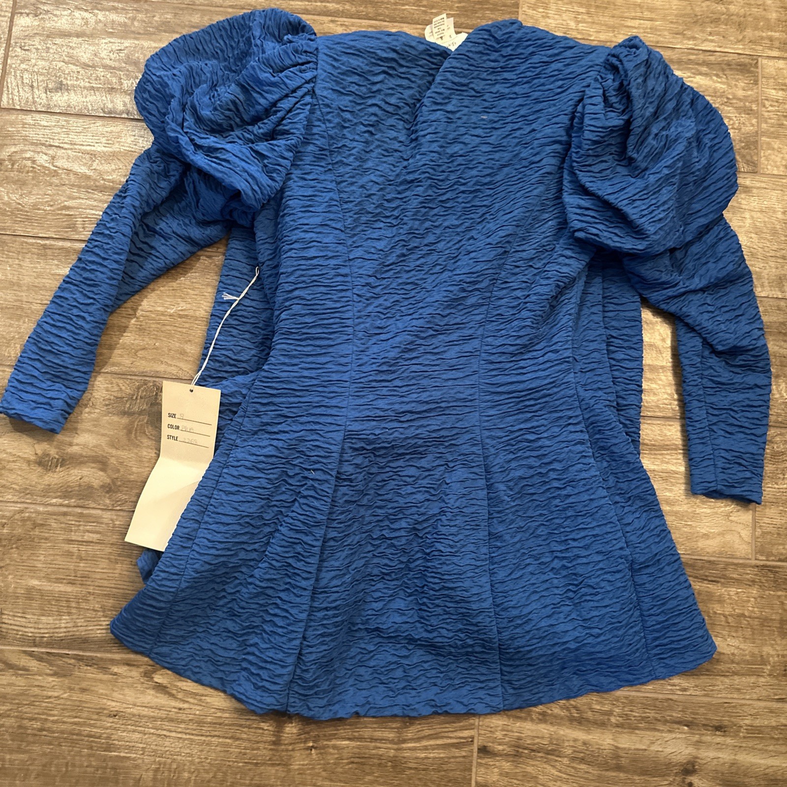 80s Lorrie Kabala Women 8 Blue Ruffled Puff Sleeve 2 pc blouse skirt dress