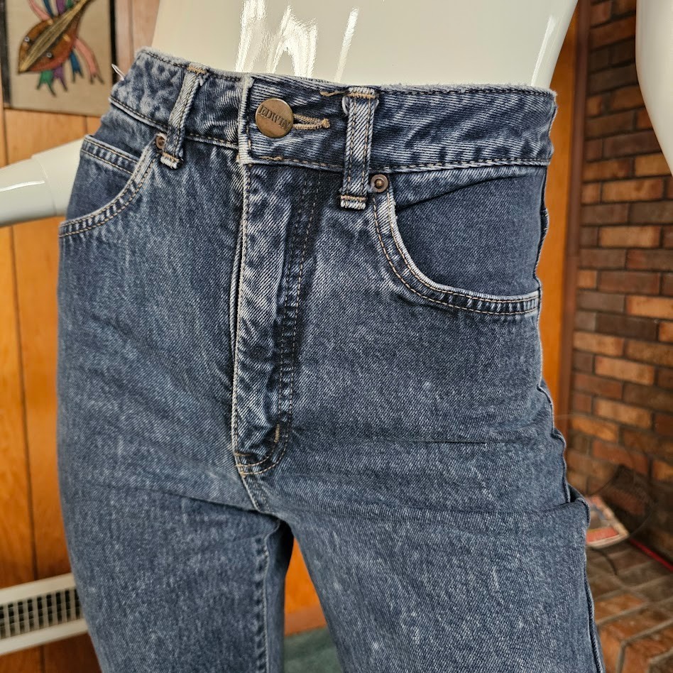 Vtg London Slim Punk Edwin High Waist Skinny Fit Japan Denim Jeans 27 X 32 XS