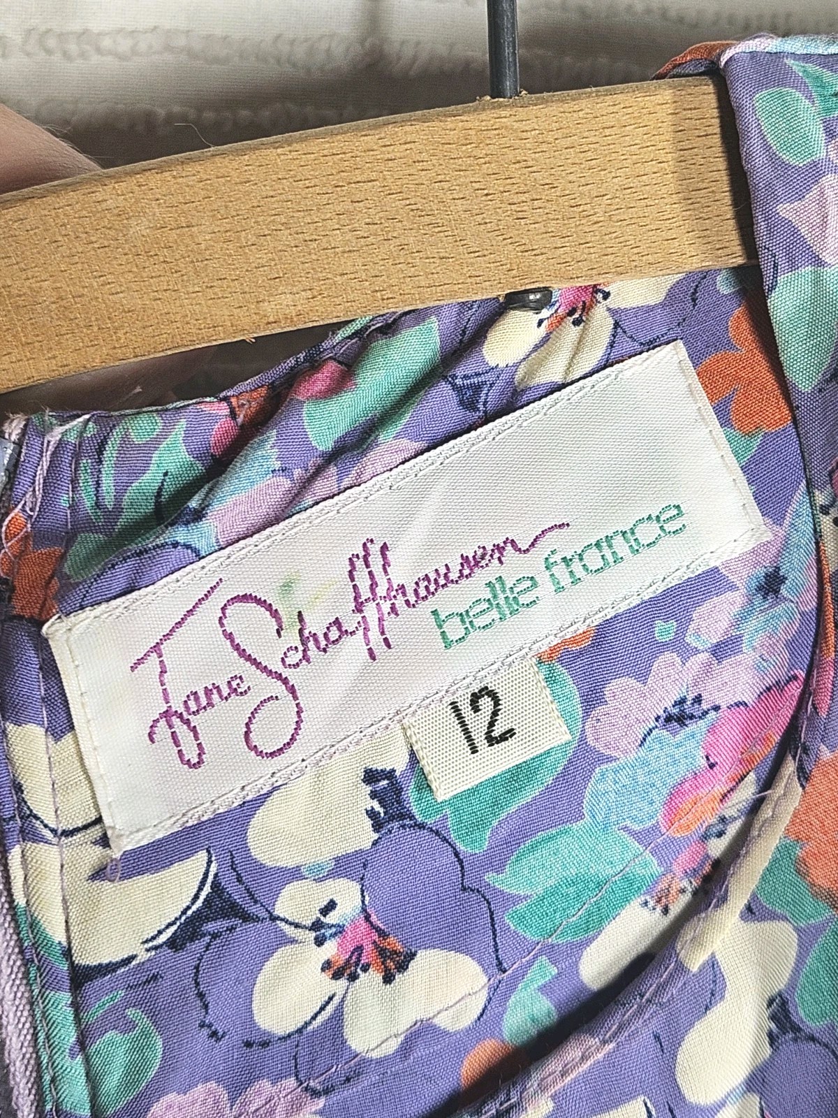 Vintage 1990s Pastel Dress wBelt Belle France Rayon 12 Large Jane Schaffhausen