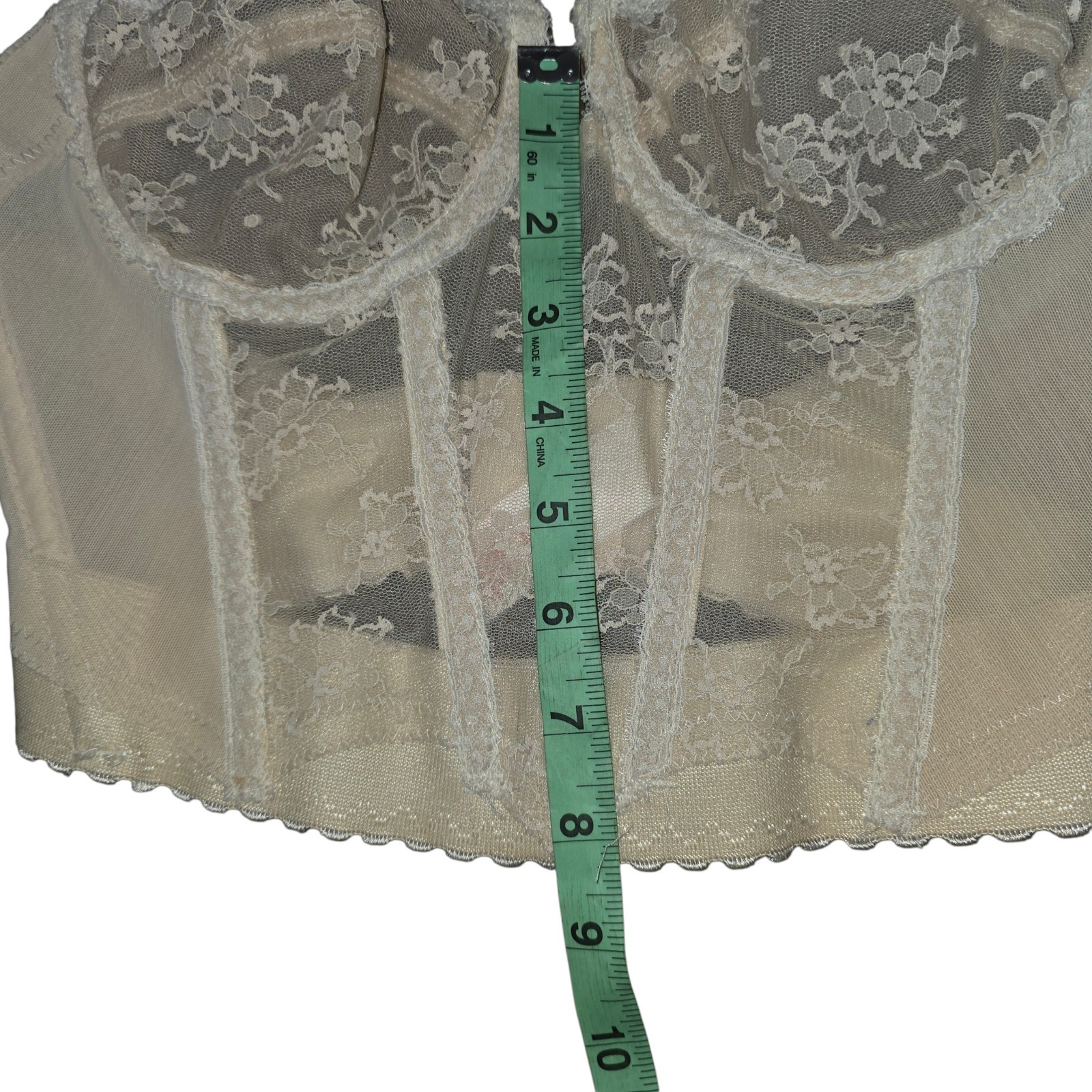 Vintage Backless Young Smoothie Bustier Bra 34B Ivory Lace Corset Bridal USA