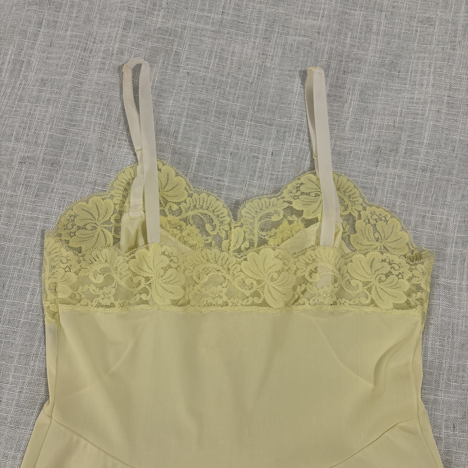 Vintage Sears Nylon Lace Full Slip Yellow Size 34 Dainty