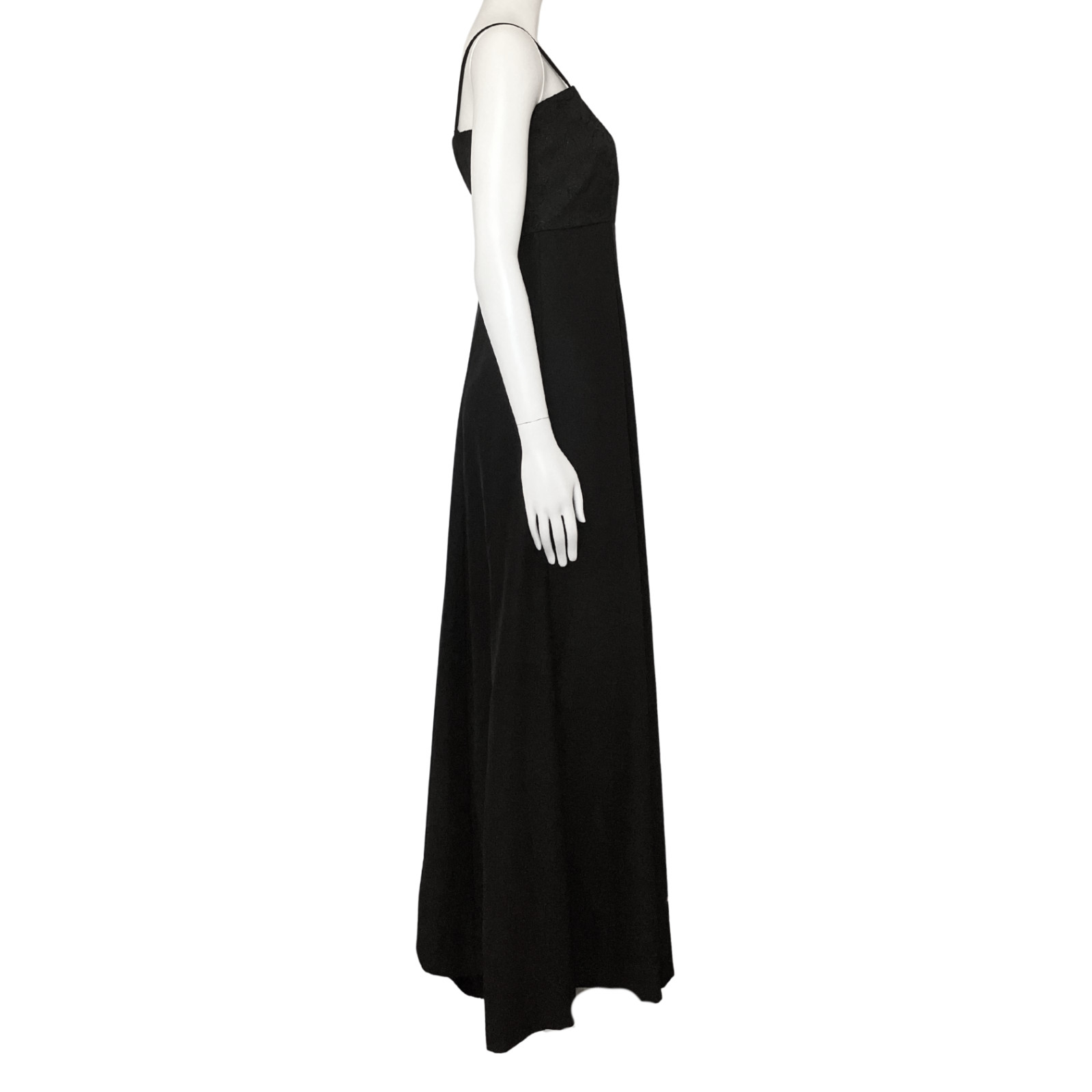 Vintage 90s Whimsigoth Black Empire Waist Prom Dress XXS Embroidered Goth Formal