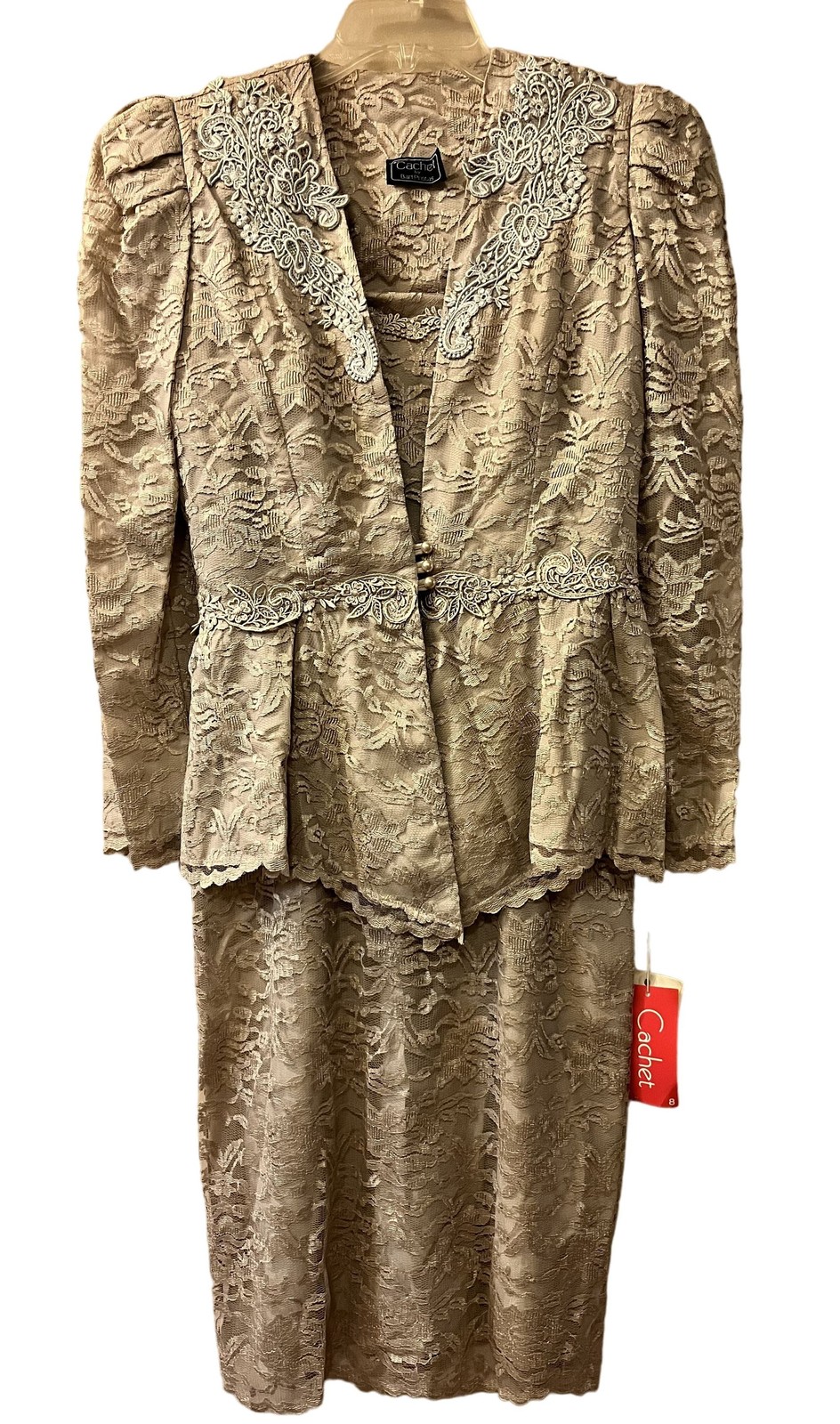 Vintage Lace Dress with Jacket Bari Protas Cachet Size 7/8 NEW with Tag