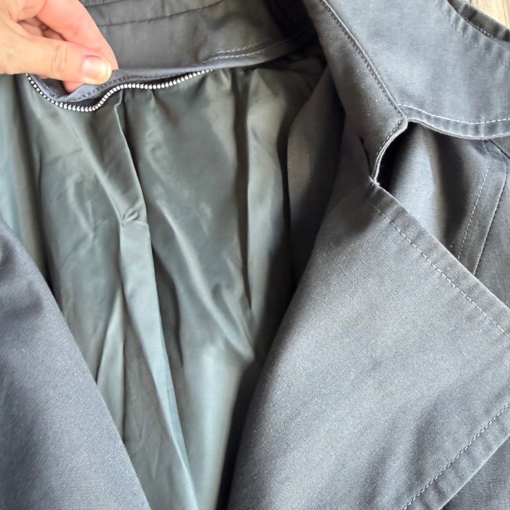 Vintage Double Breasted Trench Coat Grey Size 12 Regular Long Belted