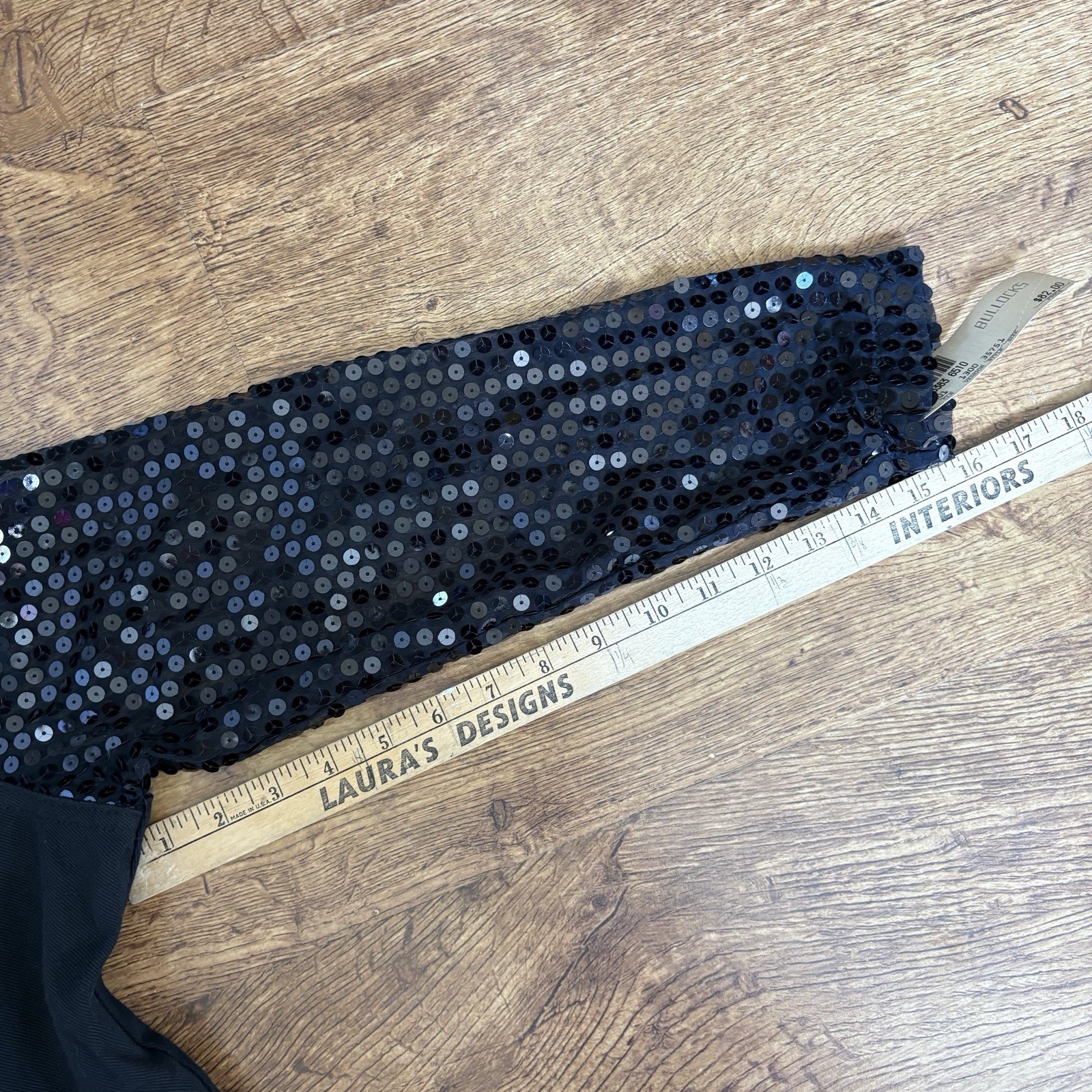 Vintage 80s Black Sequin Embellished Cropped Bolero Jacket Brand Switch Medium