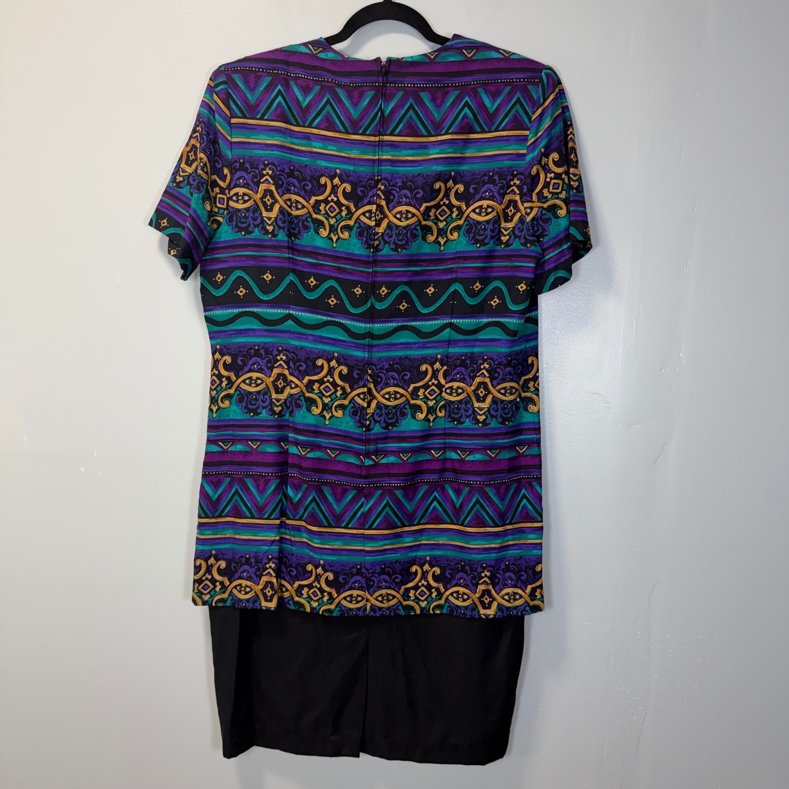 Vintage Just In Thyme LTD Abstract Geometric Print Short Sleeve Sheath Dress 16