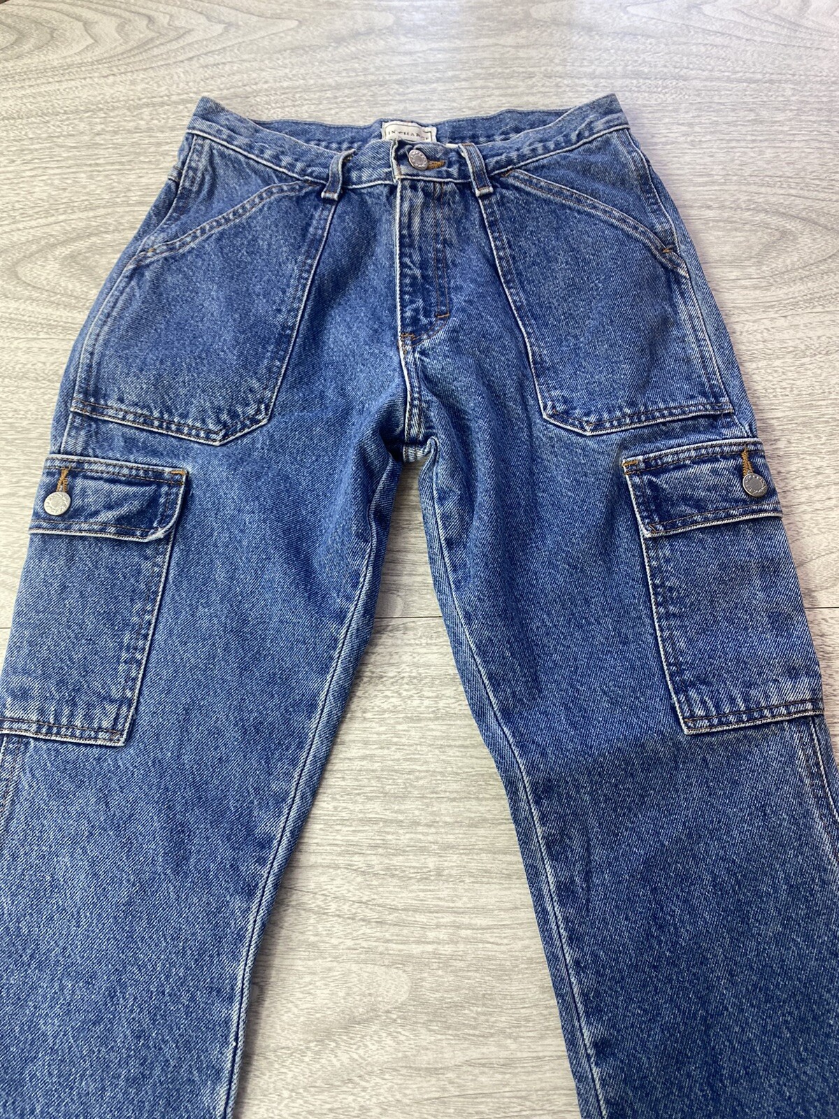 Vintage Women’s High Waist Baggy Flare Jeans w/ Pockets 27″ Waist by IN CHARGE