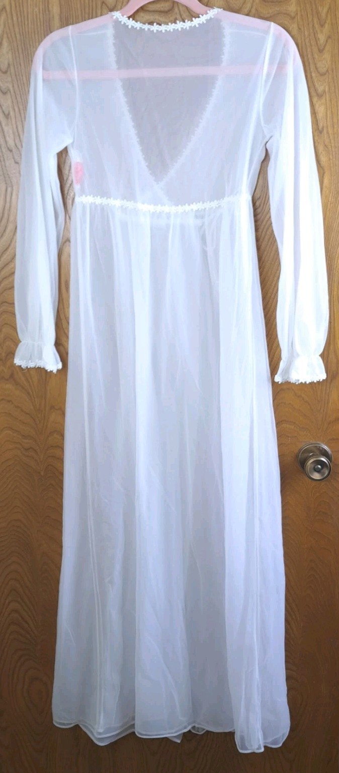 Vintage Tres Belle 60s Robe Peignoir Bridal Sheer Chiffon Sz 11 Cottagecore