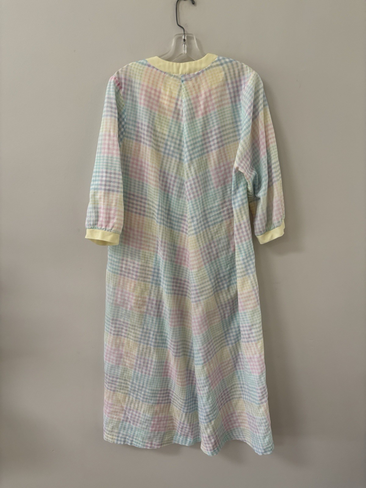 Vtg Flo Weinberg Original USA Pastel Check Plaid Maxi Robe House Coat M/L Zip