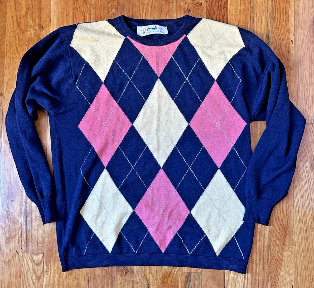 VTG Pringle of Scotland The Scotch House 100% Wool Argyle Sweater Jumper Size L