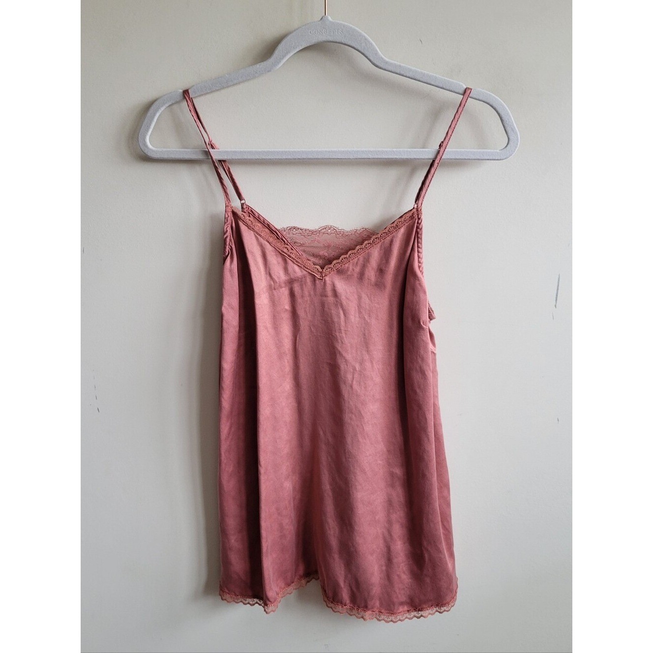 Anthropologie Silk Lace Cami In Terracotta
