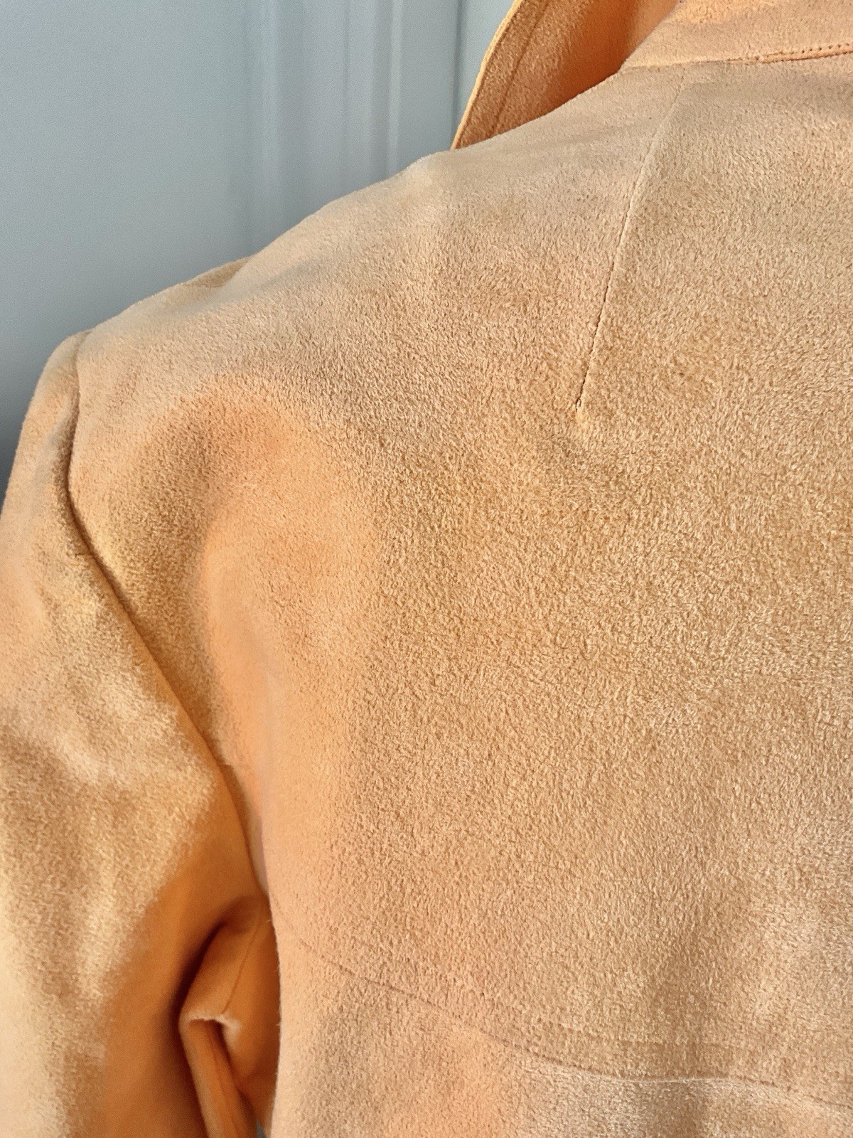 Vintage 1970’s Mollie Parnis Peach Ultrasuede Belted Shirtdress