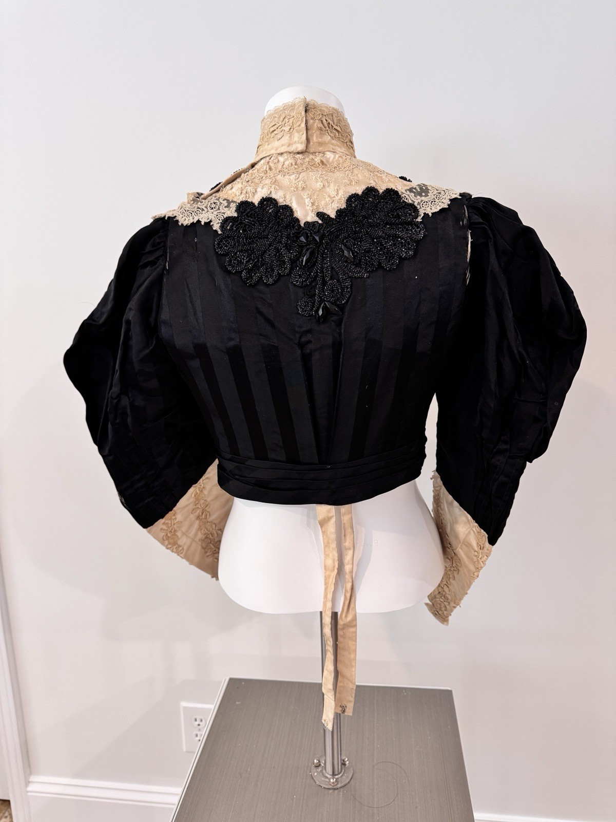 Antique Victorian Couture Bodice c1888–1893 Worth-Era Black Leg-of-Mutton Sleeve