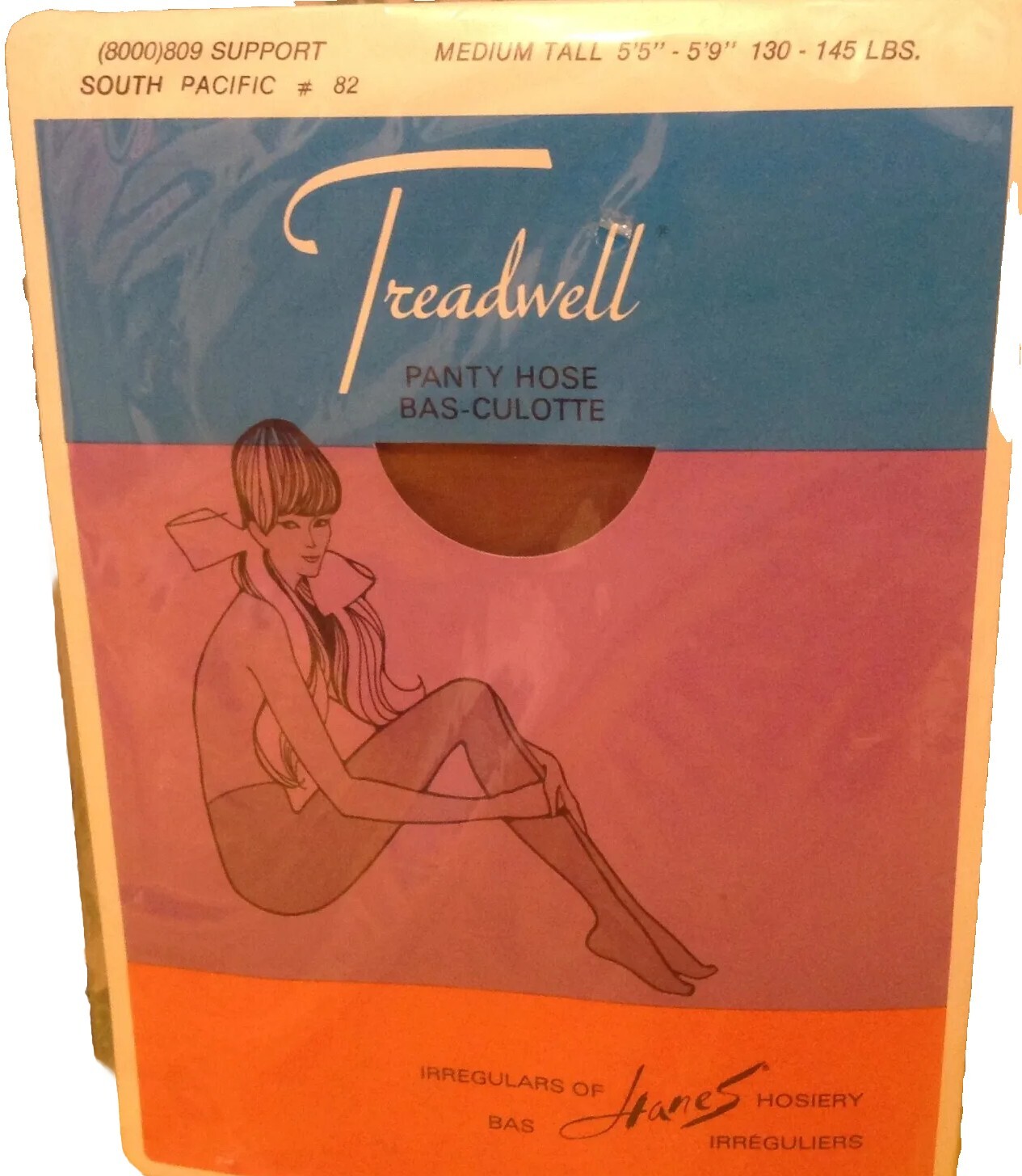 Vintage Pantyhose Treadwell ❤️ Support Color South Pacific size Medium Tall