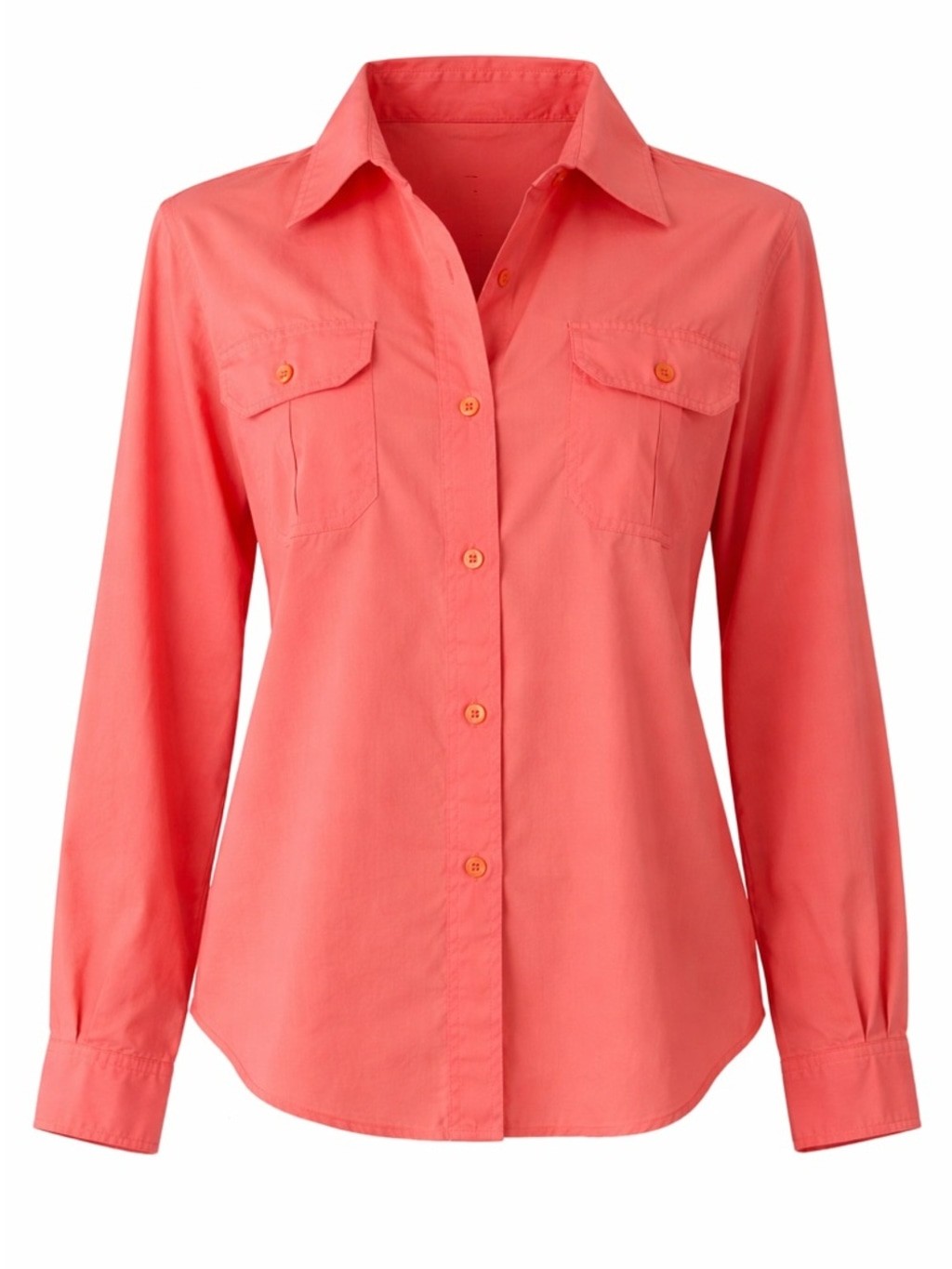 Vintage Minimalist Coastal Coral Button Up Shirt – Coral – M/L