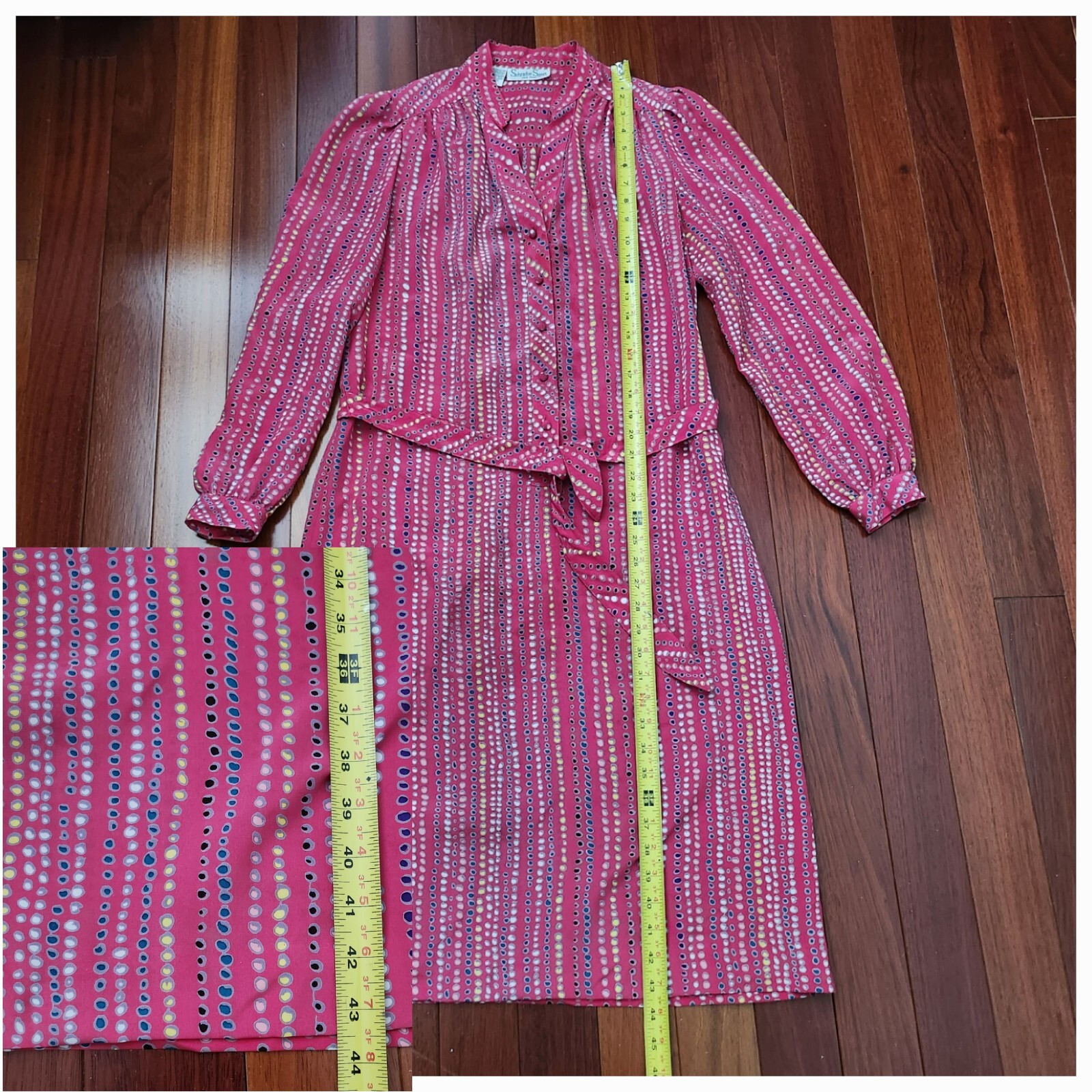 Vintage Schrader Sport New York 100% Polyester Belt Dress 10 Made in Korea