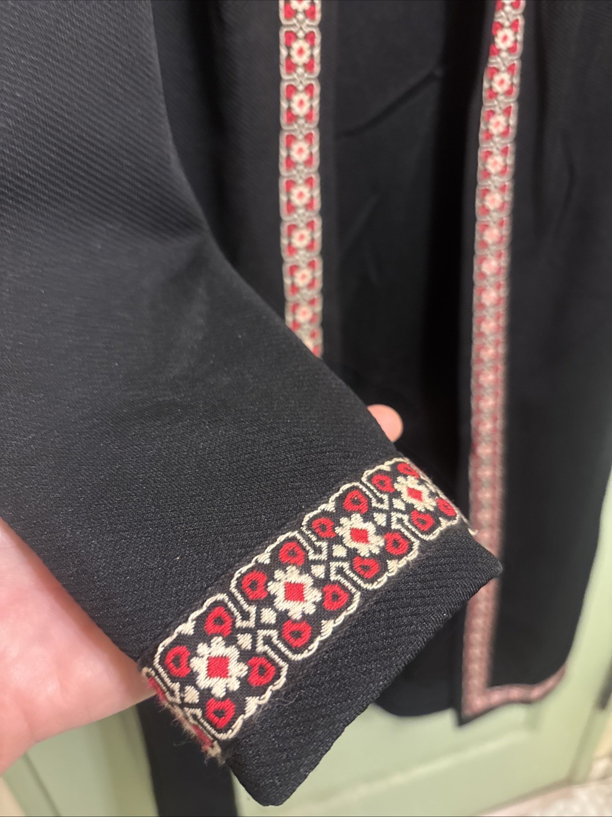 Vintage R & K Knits Embroidered Duster Coat 19 Ptp Length 40 With Floral Border