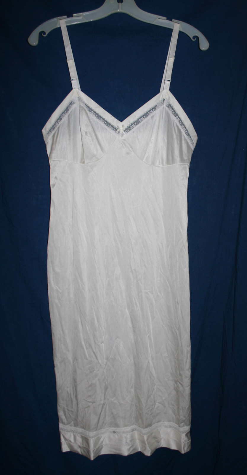 Vintage Lorraine Full Slip Size 36 Tall Ivory 1980s Antron III Nylon