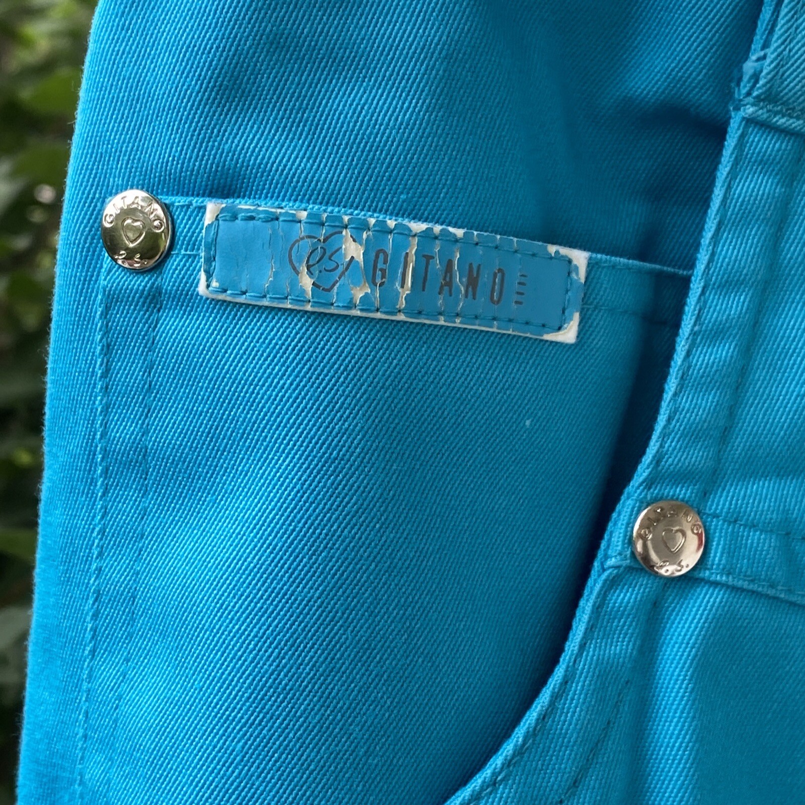 Vintage Women’s 80s Turquoise Pants Sz 32″ Short – Flat Front 1980s Gitano